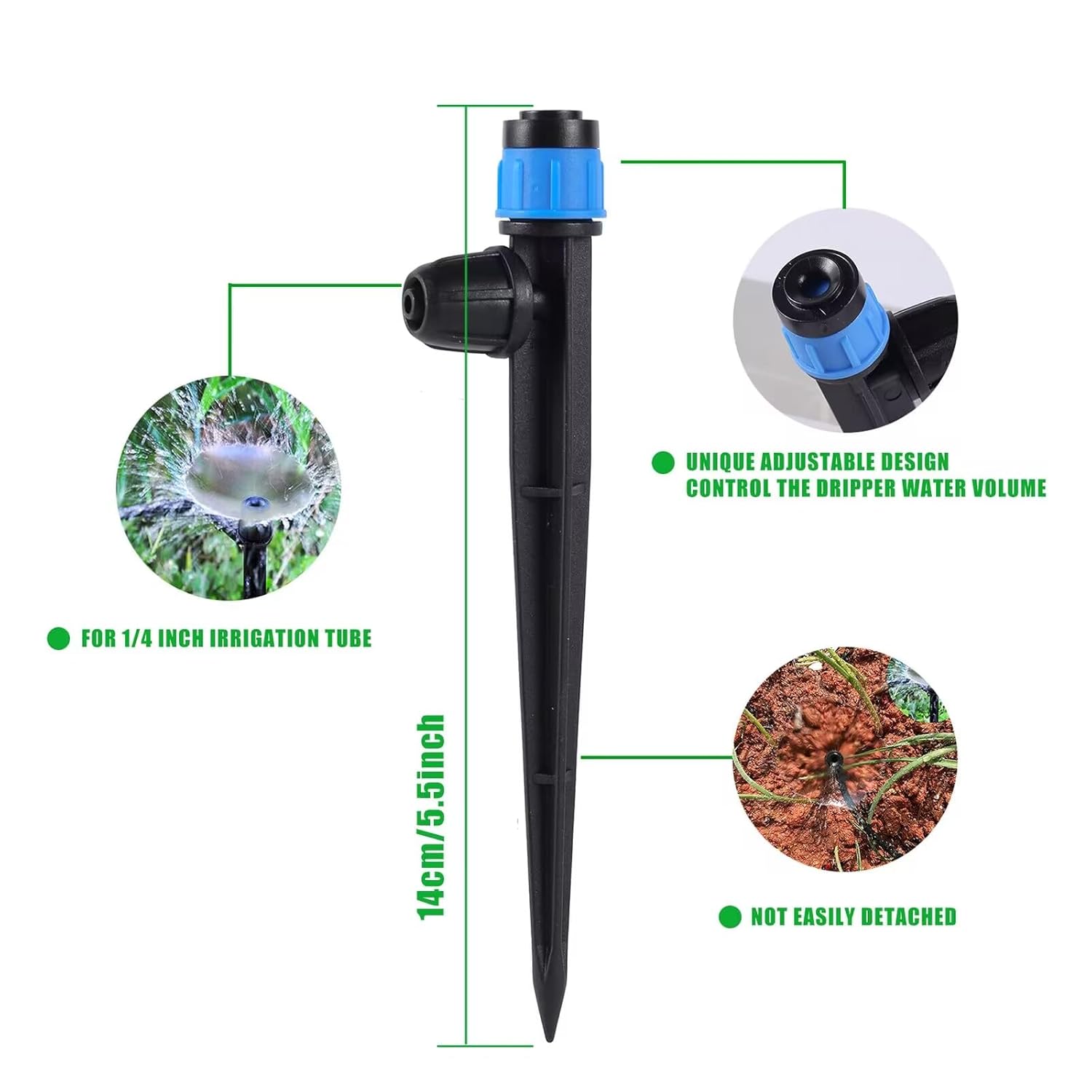 Alternative view of Drip Irrigation Emitters with Adjustable 360 Degree Water Flow Drippers Sprayer for 1/4 inch Tubing, Garden Drippers Sprayer Perfect for House Garden Watering System. (25pcs-Blue 360 Degree Sprayer)