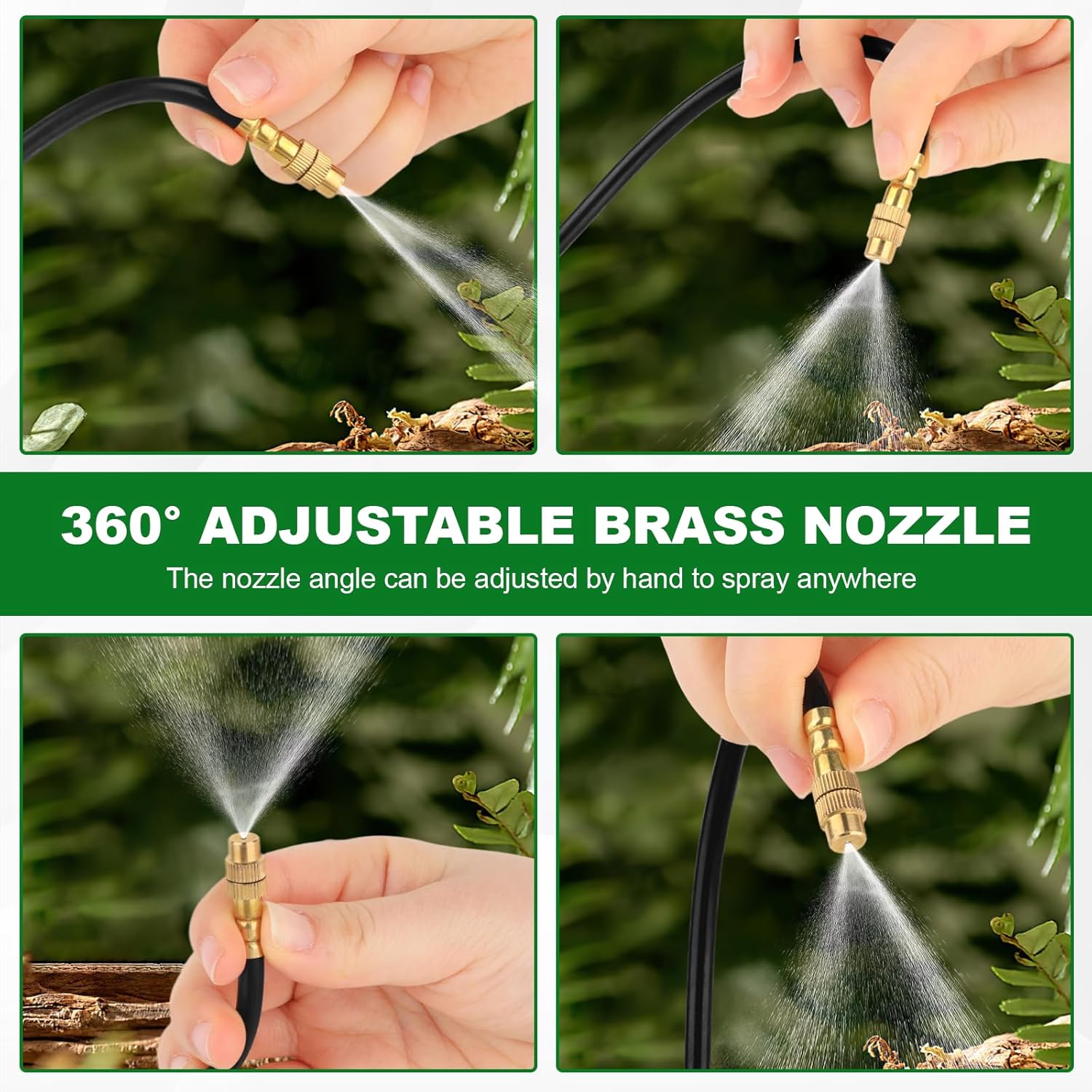 360° Adjustable Drip Irrigation System, 50FT 1/4 inch Hose Garden Watering Kit with 15 Nozzles for Gardens, Plants, Greenhouses, and Outdoor Irrigation