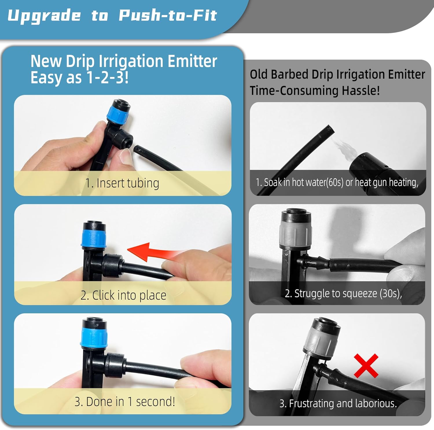 Alternative view of 30PCS Push-to-Fit Drip Irrigation Emitters for 1/4 inch Irrigation Tubing, Adjustable 360 Degree Vortex Drip Emitters with Stake, Irrigation Dripper Sprinklers for Drip Irrigation System