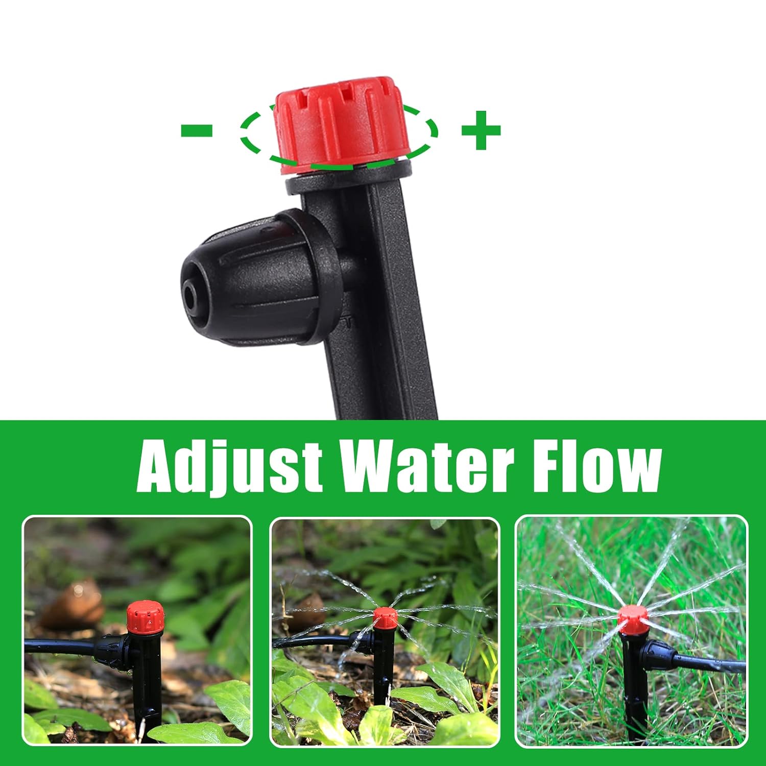 Drip Irrigation Emitters Adjustable 360 Degree Drip Emitters on 5" with Stake for 1/4" Drip Irrigation Tubing,Irrigation Drippers Ideal for (4-7mm) Garden House Watering System. (25pcs-Red Drip) - Image 3