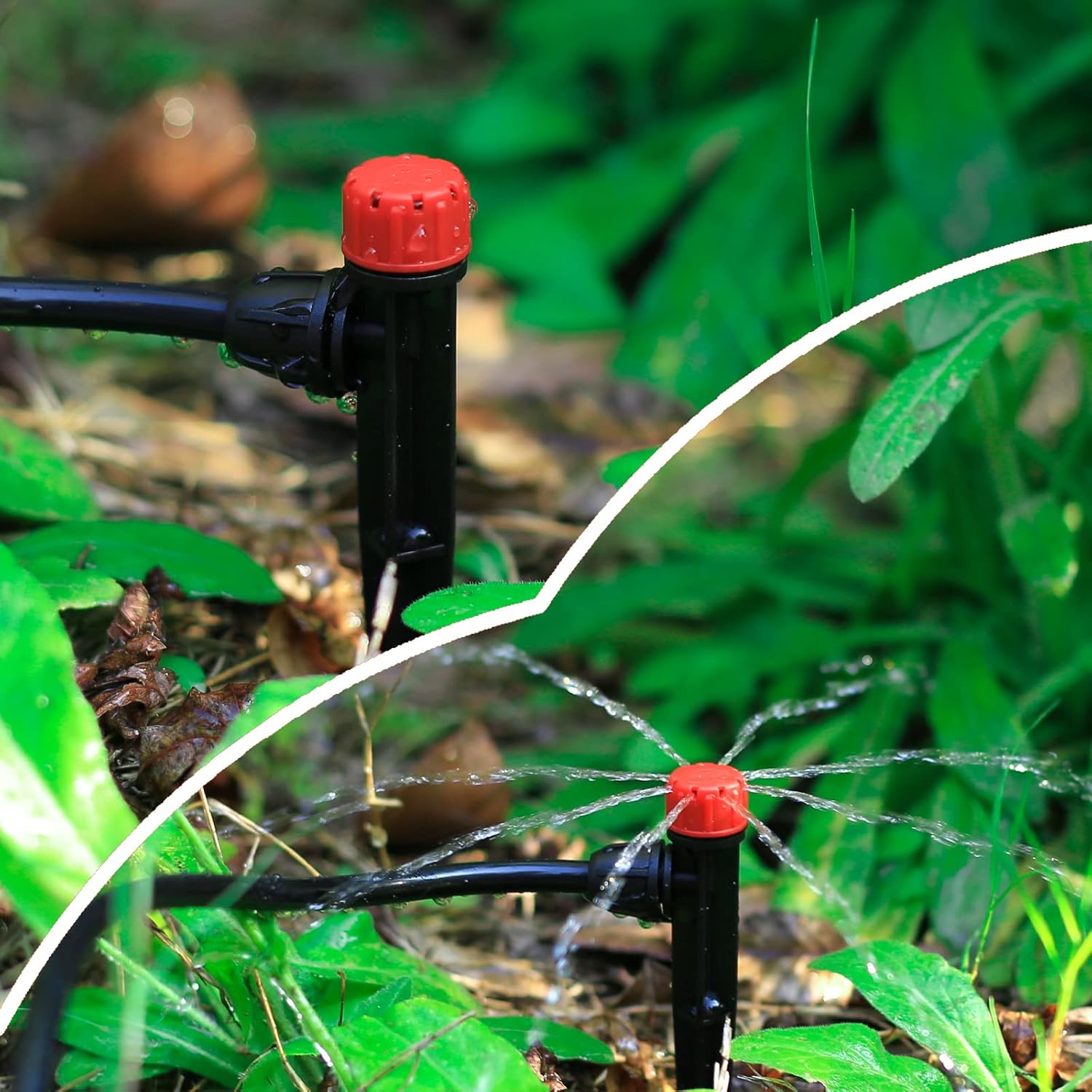 Drip Irrigation Emitters Adjustable 360 Degree Drip Emitters on 5" with Stake for 1/4" Drip Irrigation Tubing,Irrigation Drippers Ideal for (4-7mm) Garden House Watering System. (25pcs-Red Drip) - Image 4