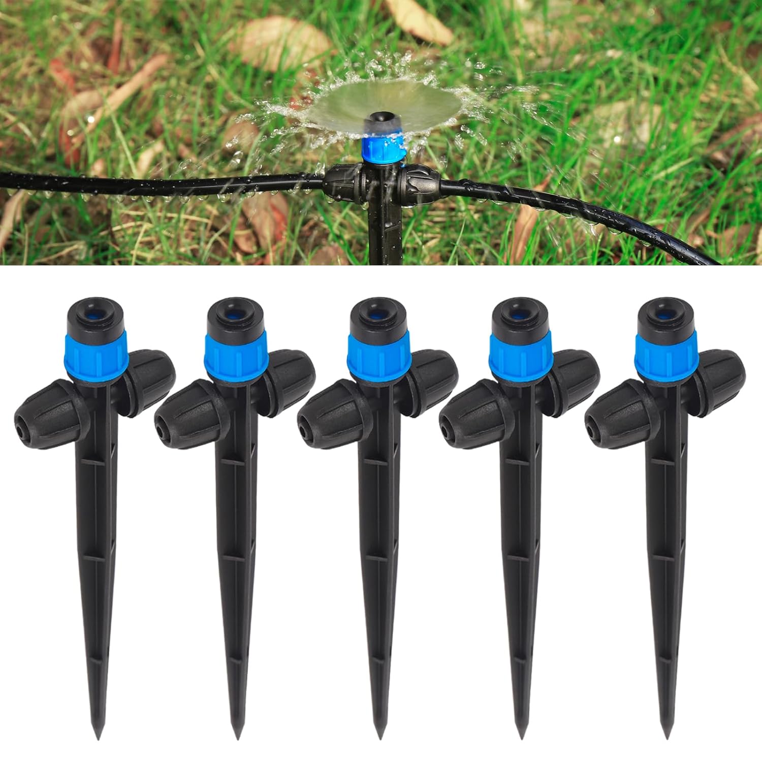 Drip Irrigation Emitters Adjustable 360 Degree Drip Emitters on 5" with Stake for 1/4" Drip Irrigation Tubing,Irrigation Drippers Ideal for (4-7mm) Garden House Watering System. (25pcs-Red Drip) - Image 6