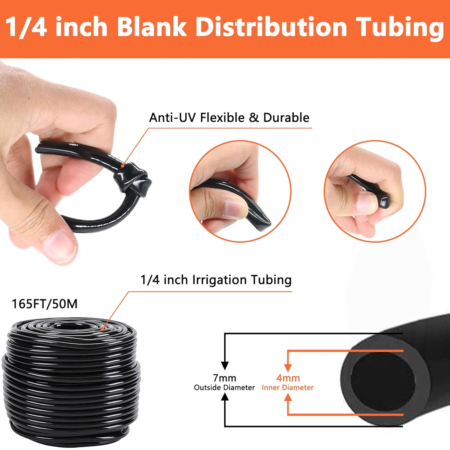 Alternative view of Drip Irrigation System, Irrigation System for Garden with 165FT 1/4 Inch Blank Distribution Tubing, DIY Saving Water Garden Watering System, Automatic Drip Irrigation Kits for Greenhouse Accessories