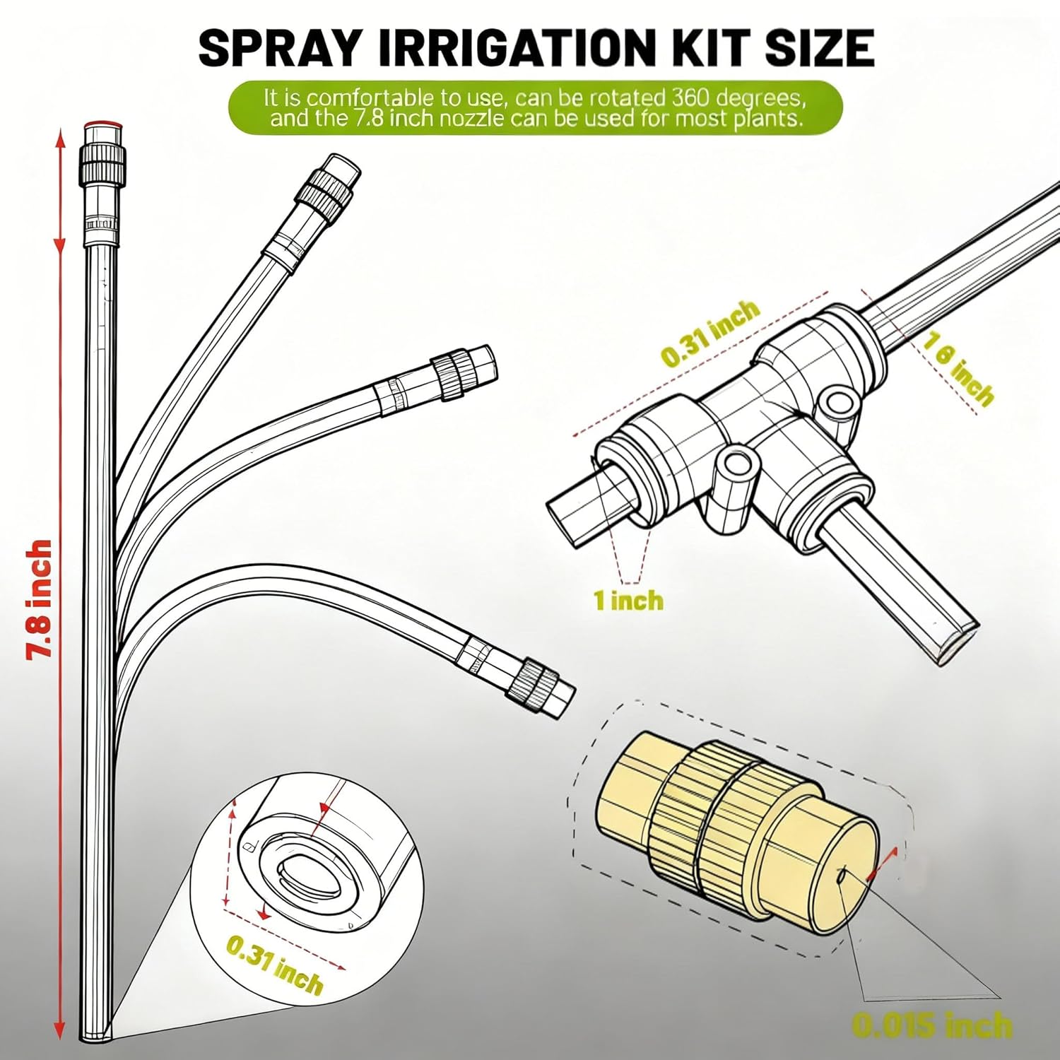 NACNO Drip Irrigation System 40ft, 1/4" Garden Watering Kit with 360° Adjustable Emitters & Misting Nozzles, DIY Automatic Distribution Tubing for Raised Bed, Patio, Greenhouse - Image 4