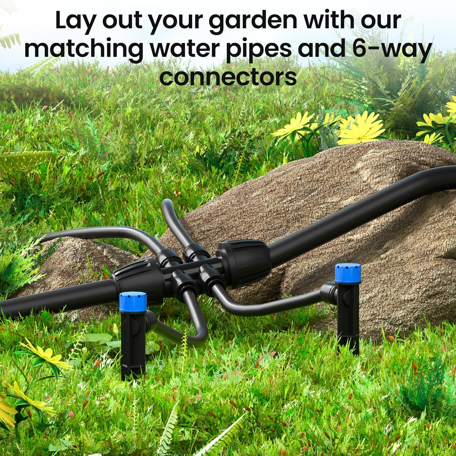 Alternative view of MIXC 50 FT 1/2 Inch Drip Irrigation Tubing Kit:Premium Garden and Landscape Watering System with 4 Quick Connector 4-Way Connector