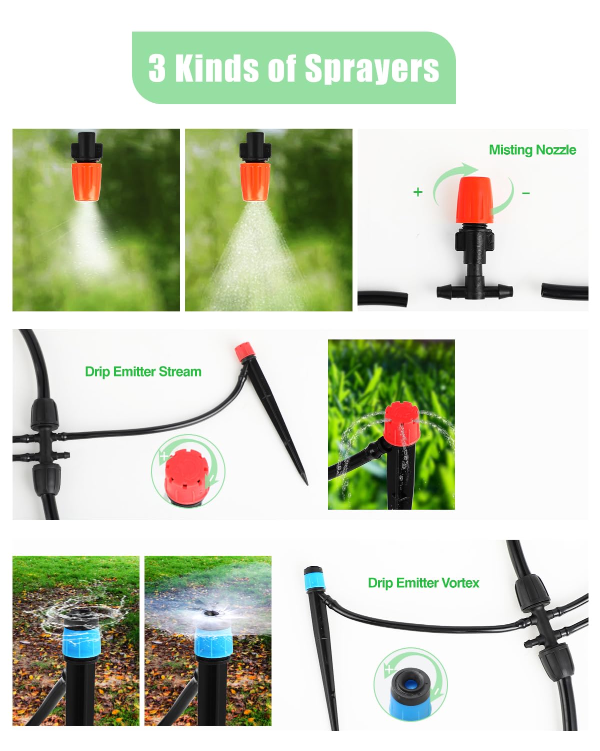 Alternative view of Drip Irrigation System for Watering Garden: 230FT Misting Sprinkler DIY Devices with Tubing Hose for Indoor Plants Outdoor Flower Beds Raised Growing Lawn Tree Patio Hydroponic
