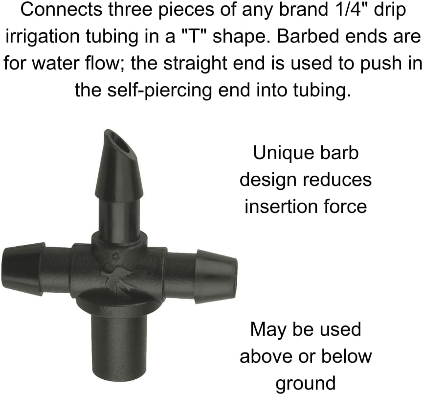 Alternative view of Rain Bird BT25/30PSX Drip Irrigation Universal 1/4" Barbed Tee Fitting, Fits of 1/4" Drip Tubing, 30-Pack