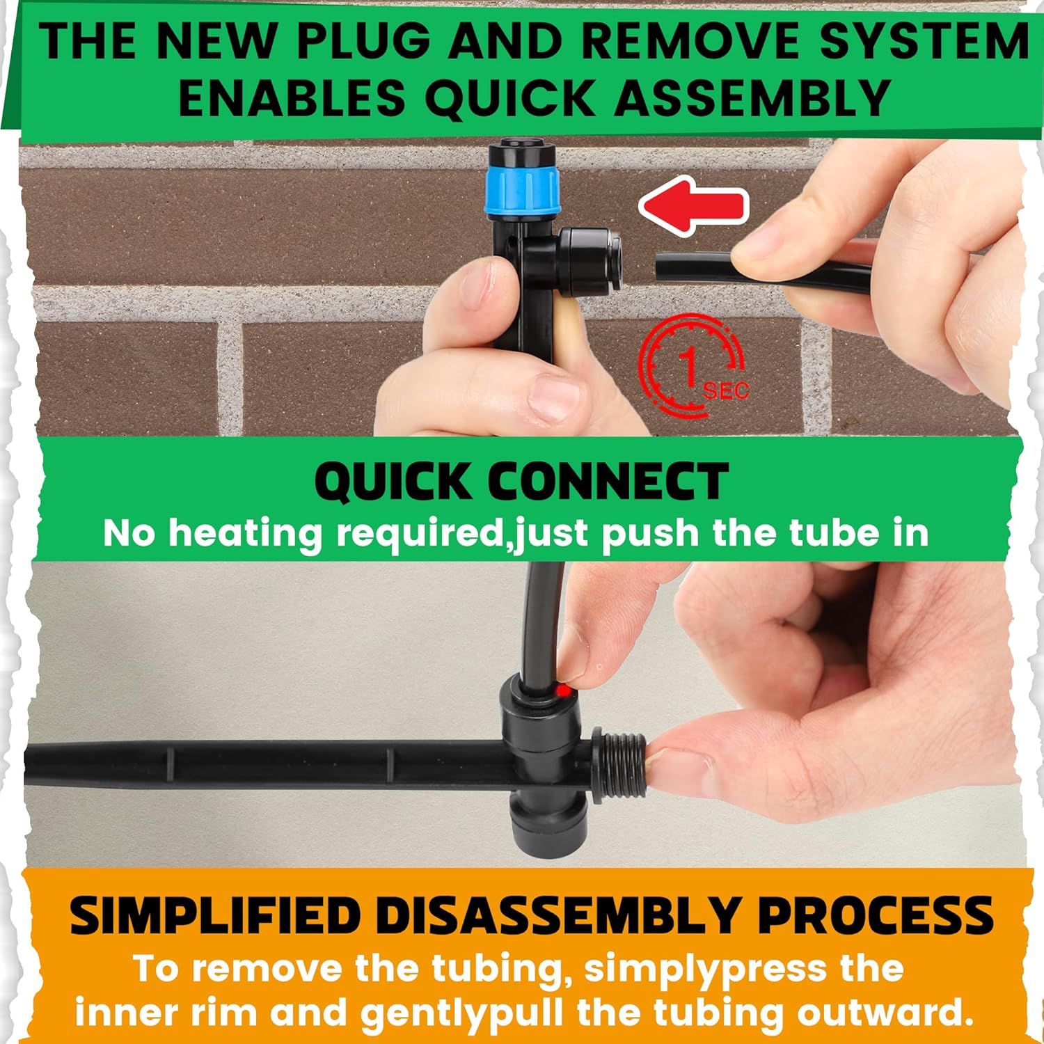 Alternative view of MIXC 30pcs Quick-Connect Drip Irrigation Emitters Fan Shape for 1/4" Drip Irrigation Tubing - Adjustable Push-to-Connect 360° Drip Emitters Vortex on 6" Sturdy Stake for Irrigation System