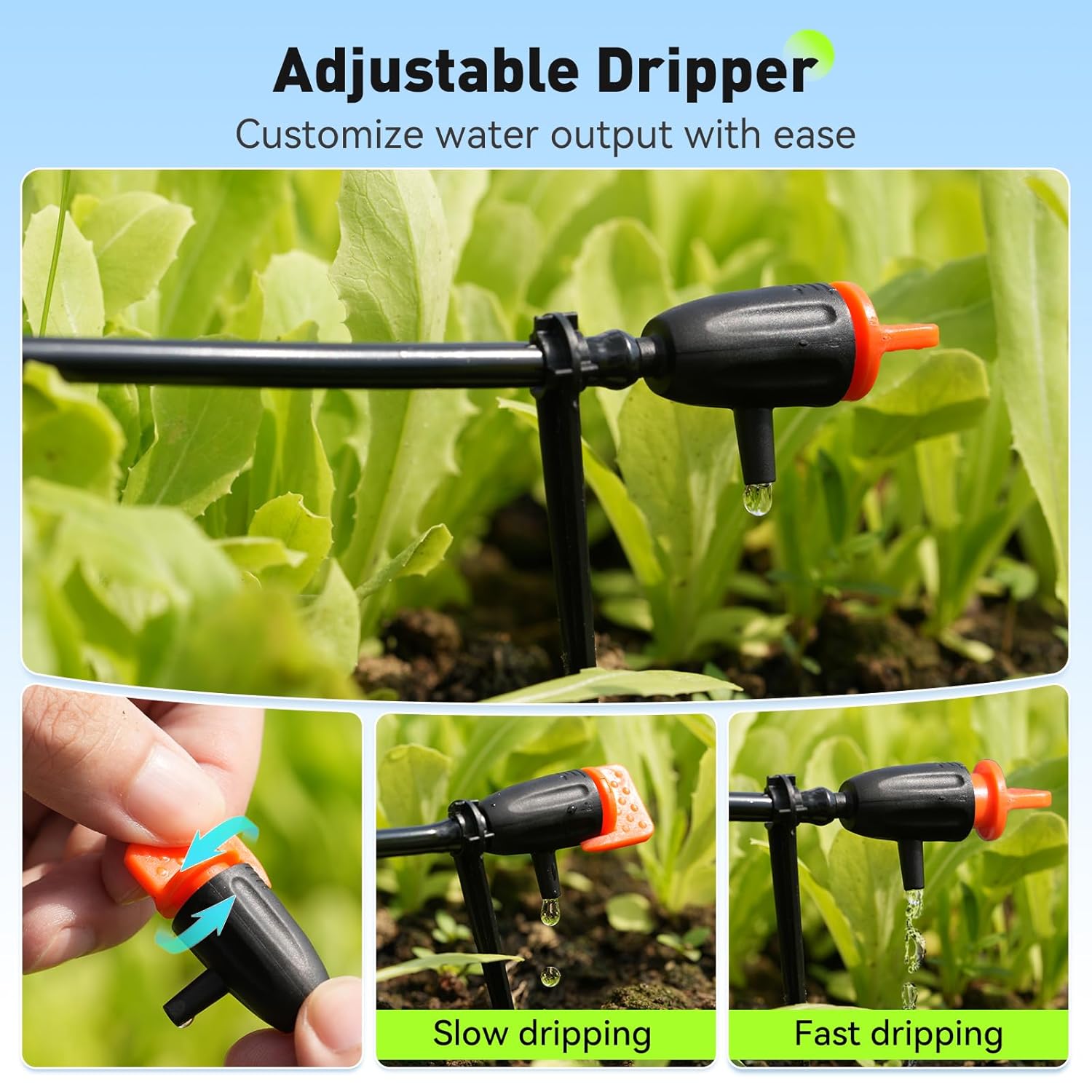 RAINPOINT Quick-Connect 1/4 Drip Irrigation Tubing Adjustable Water Flow Rate Accessories Kit/Expansion Kit Pack for Extra 10 Plants, Dripline Tubing (ID: 1/6” / 4mm & OD: 1/4” / 6mm) - Image 4