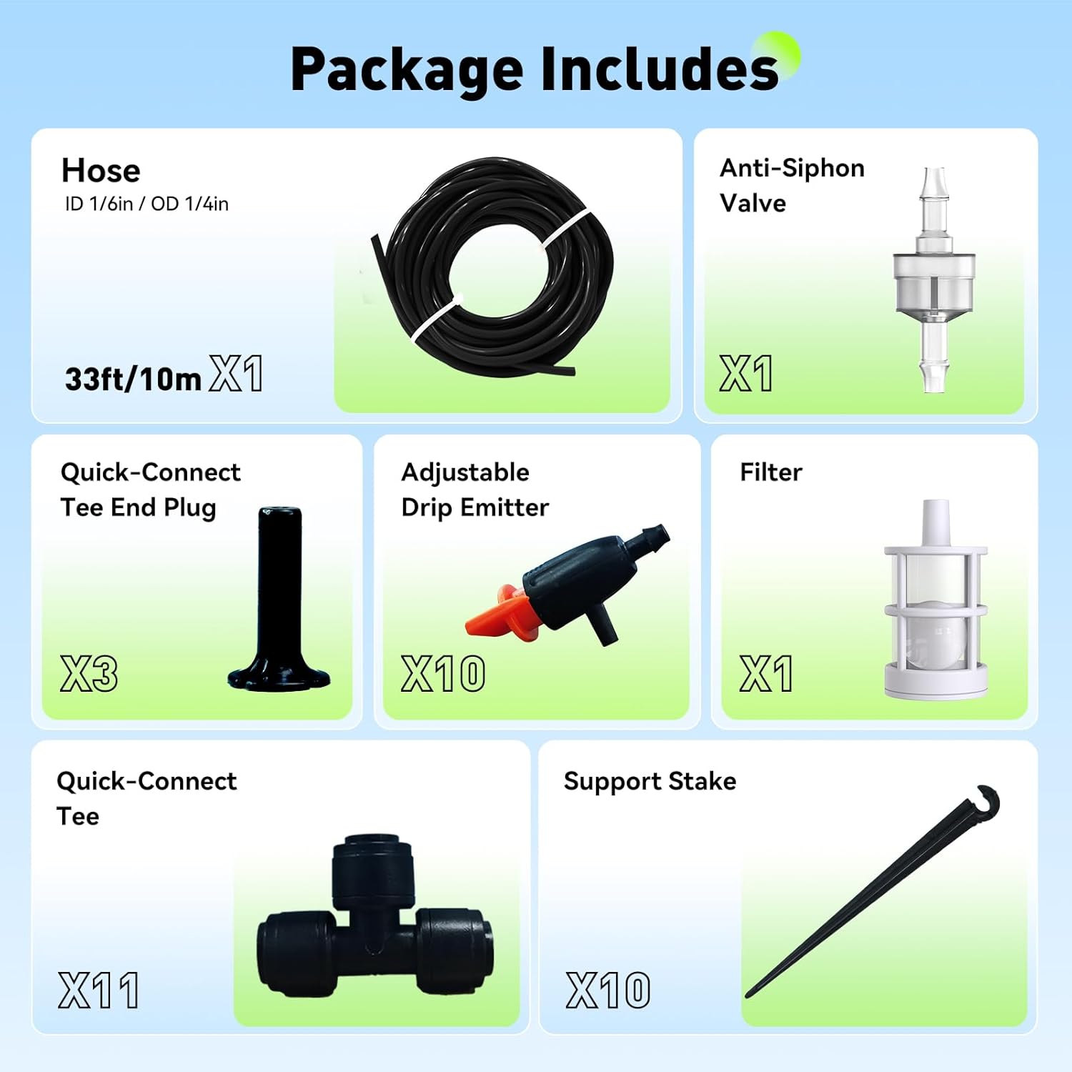 RAINPOINT Quick-Connect 1/4 Drip Irrigation Tubing Adjustable Water Flow Rate Accessories Kit/Expansion Kit Pack for Extra 10 Plants, Dripline Tubing (ID: 1/6” / 4mm & OD: 1/4” / 6mm) - Image 5