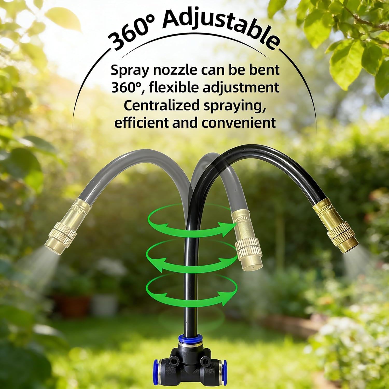 Drip Irrigation System for Garden - 40 Ft Drip Irrigation Kit with 13 360°Adjustable Copper Nozzles Hose, Automatic Atomizing Plant Watering Sprinkler System for Yard, Lawn, Greenhouse, Potted