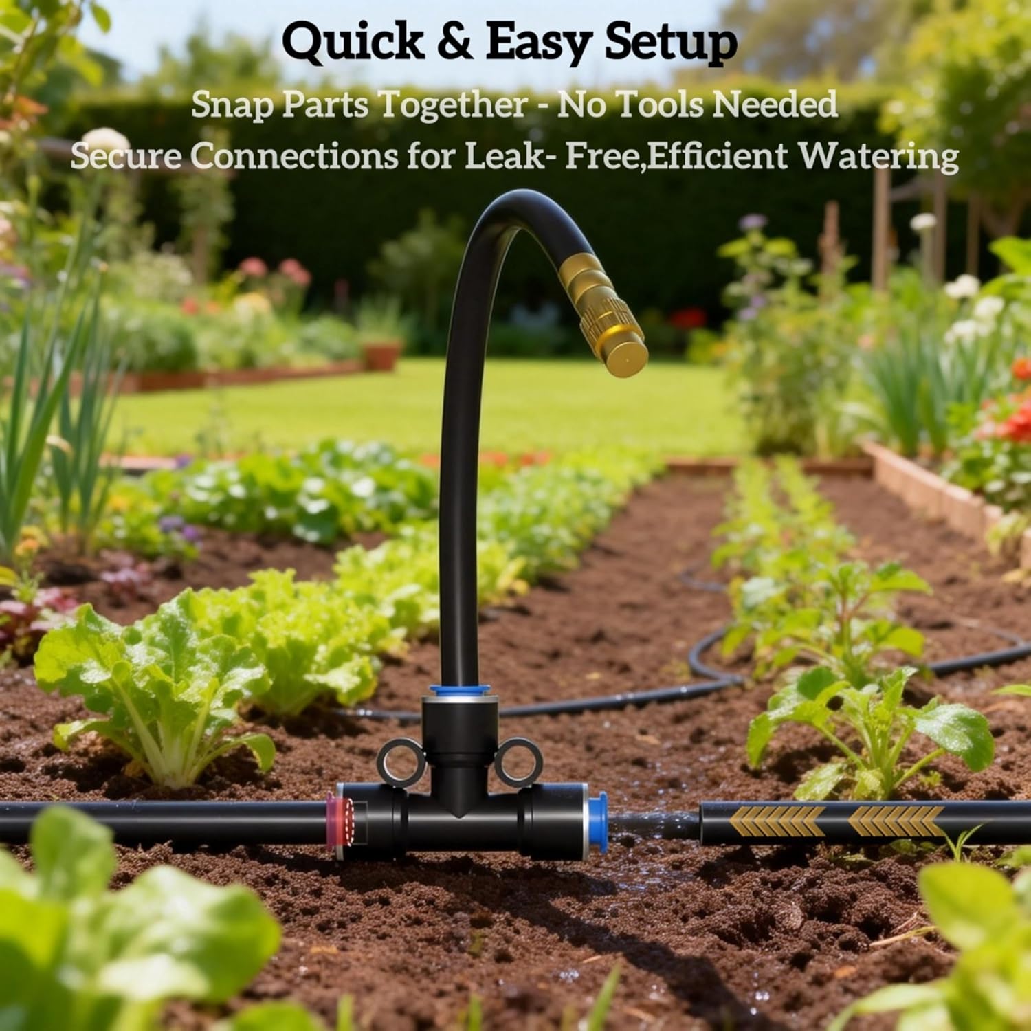 Alternative view of Drip Irrigation System for Garden - 40 Ft Drip Irrigation Kit with 13 360°Adjustable Copper Nozzles Hose, Automatic Atomizing Plant Watering Sprinkler System for Yard, Lawn, Greenhouse, Potted