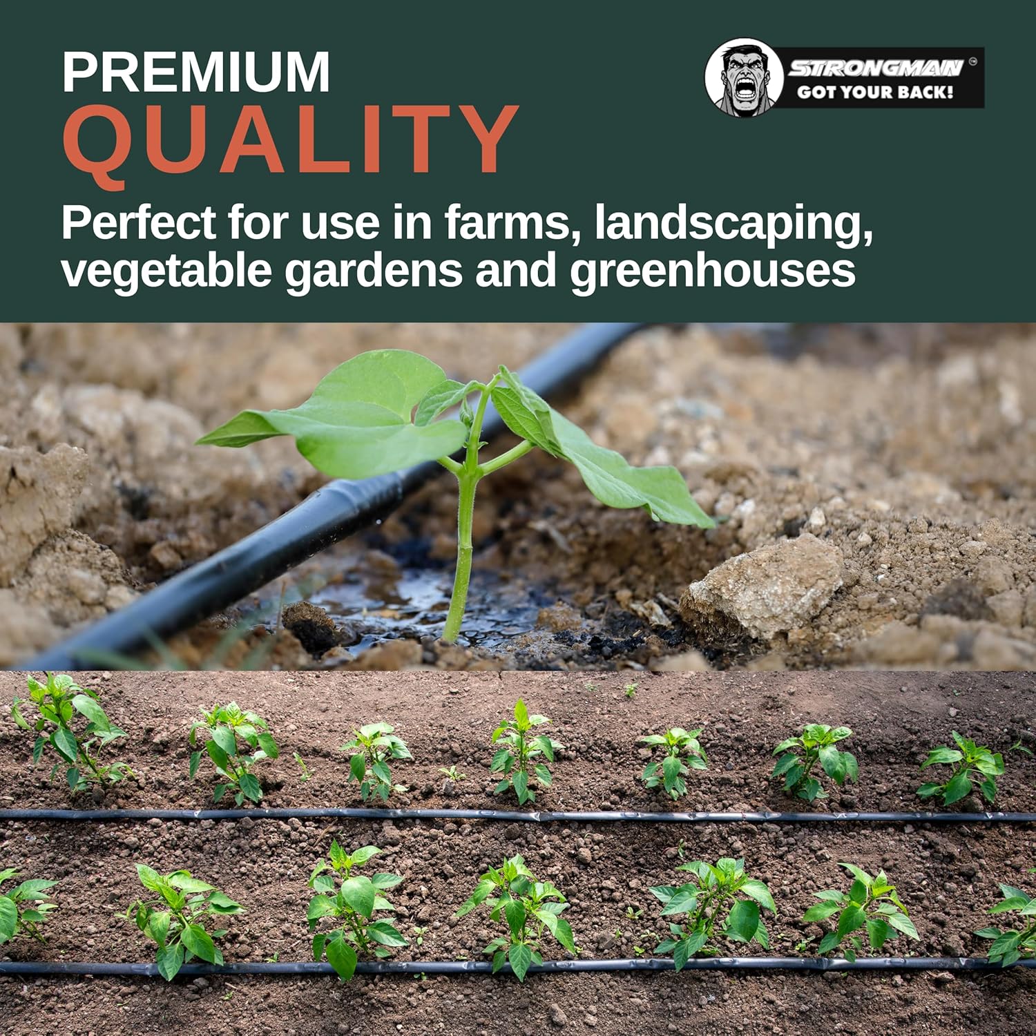 Alternative view of Strongman Premium Drip Irrigation | 1640 ft 5/8" Tape Roll | Smart Regulator | Garden Drip Watering System for Plants, Lawn, Greenhouse | 0.26 GPH | 0.4mm Thickness