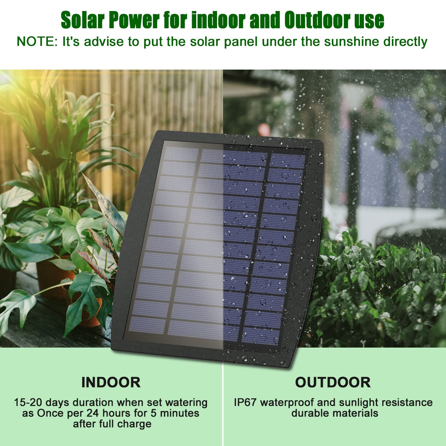 Alternative view of Solar Automatic Drip Irrigation Kit System, JIYANG Solar Powered Auto Easy DIY Watering Device Supported Pots Plants, 12 Timing Modes with Anti-Siphoning Device (Supported 20-30 Pots, 12Timing Modes)