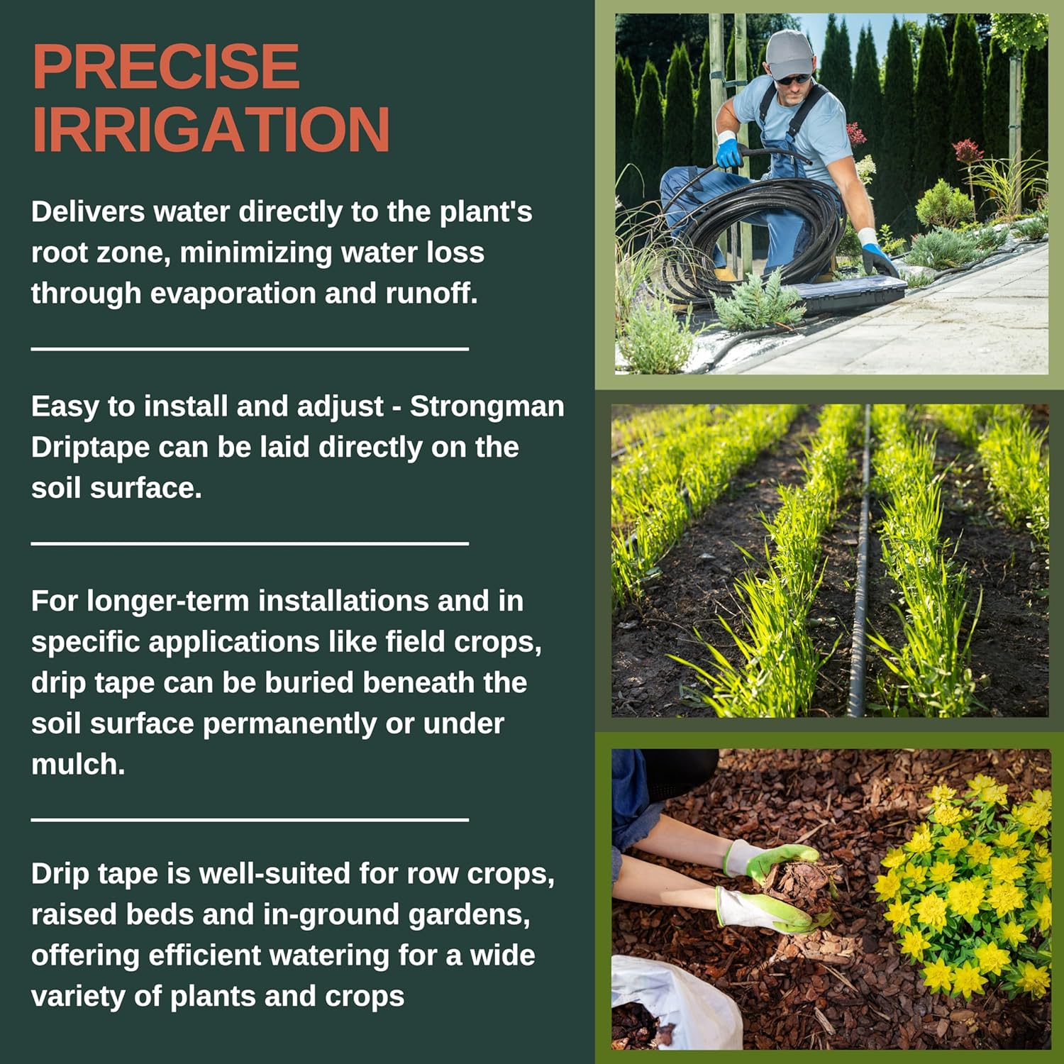 Strongman Premium Drip Irrigation | 1640 ft 5/8" Tape Roll | Smart Regulator | Garden Drip Watering System for Plants, Lawn, Greenhouse | 0.26 GPH | 0.4mm Thickness - Image 5