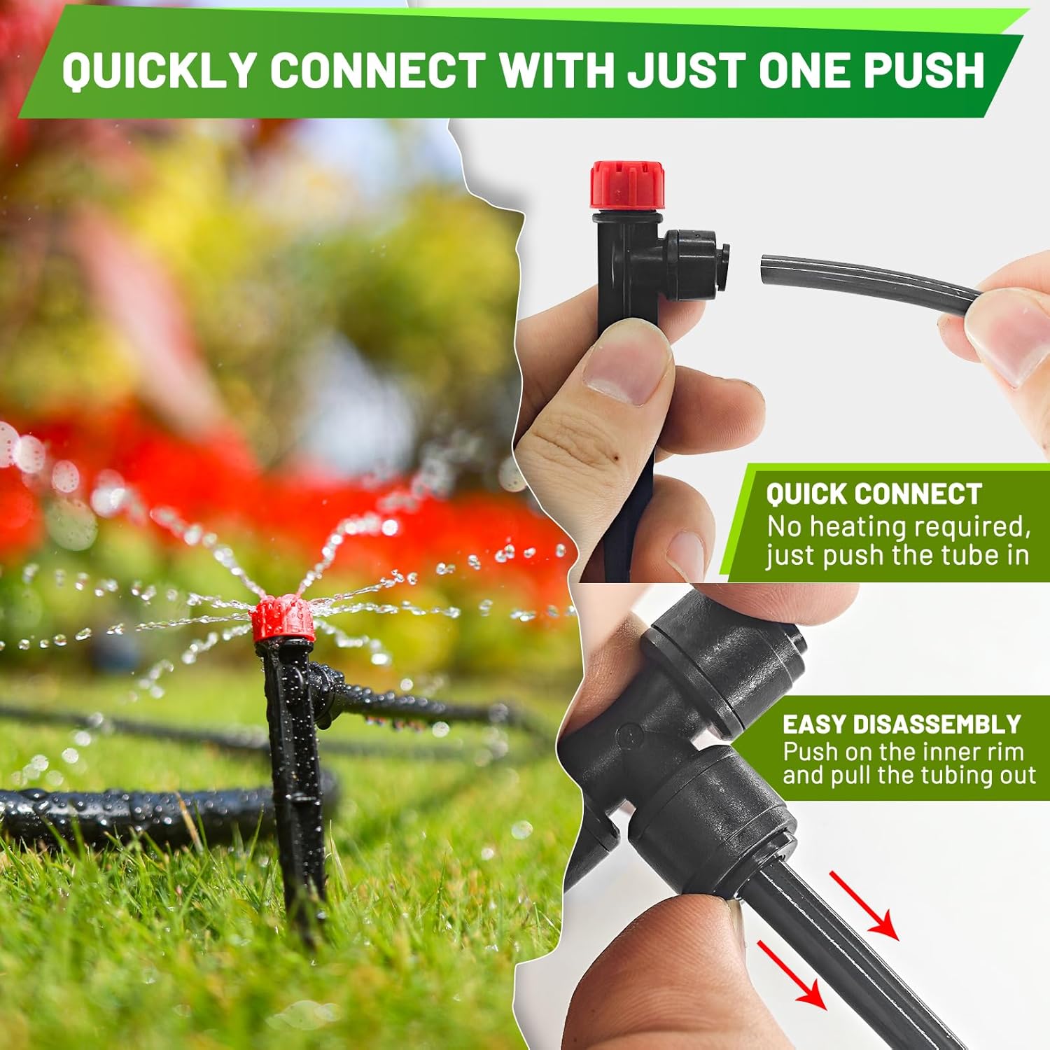 240FT Drip Irrigation System, 2025 Upgraded Quick Connector Irrigation System for Garden, Adjustable Nozzles, Garden Watering System with 1/4" & 1/2" Tubing, Sprinklers for Garden, Greenhouse, Lawn - Image 3