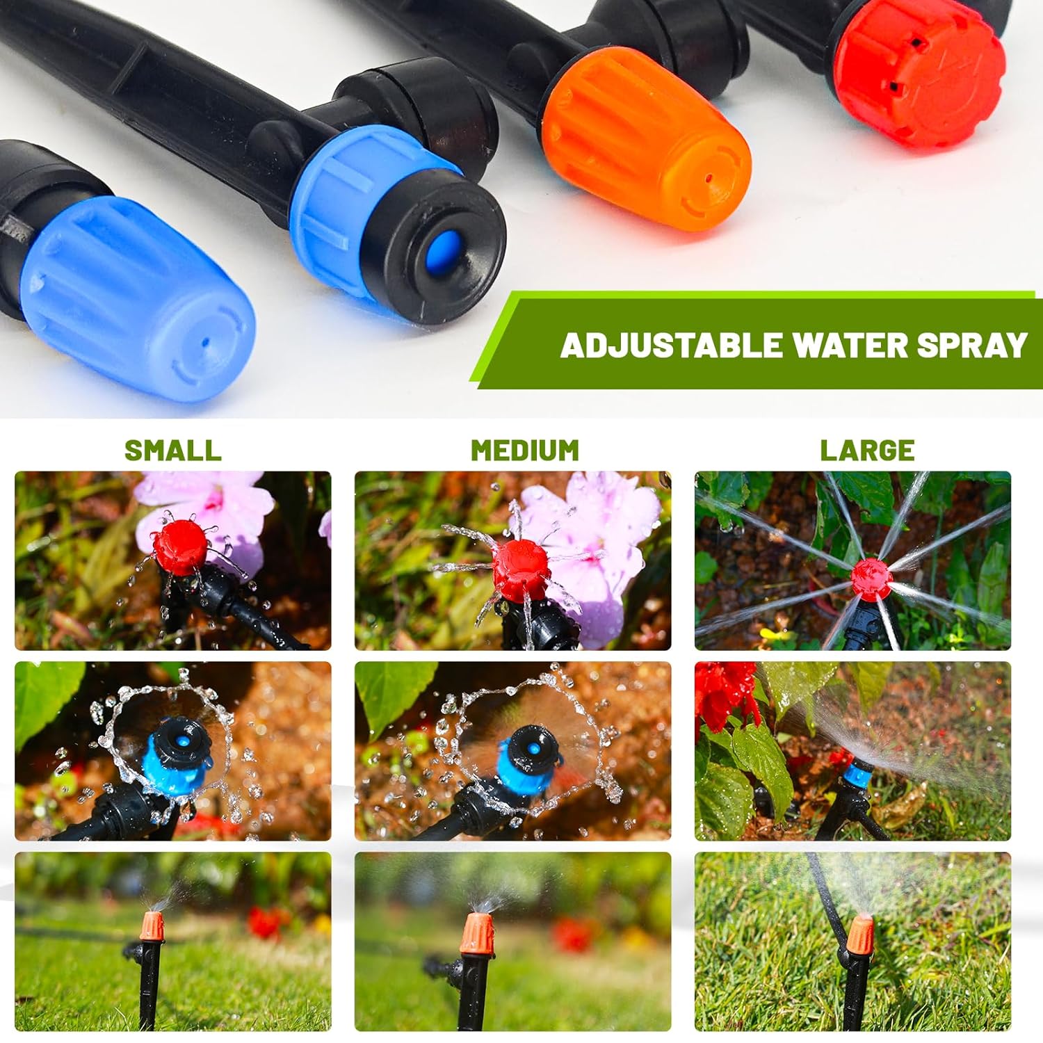 240FT Drip Irrigation System, 2025 Upgraded Quick Connector Irrigation System for Garden, Adjustable Nozzles, Garden Watering System with 1/4" & 1/2" Tubing, Sprinklers for Garden, Greenhouse, Lawn - Image 4