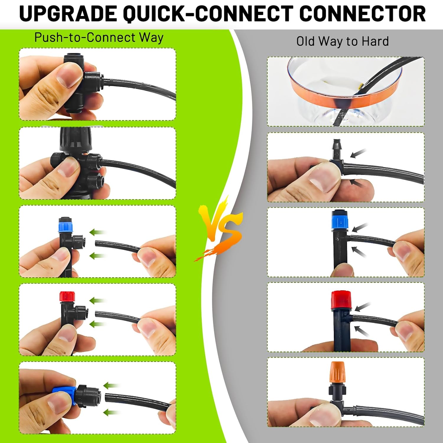 240FT Drip Irrigation System, 2025 Upgraded Quick Connector Irrigation System for Garden, Adjustable Nozzles, Garden Watering System with 1/4" & 1/2" Tubing, Sprinklers for Garden, Greenhouse, Lawn - Image 5