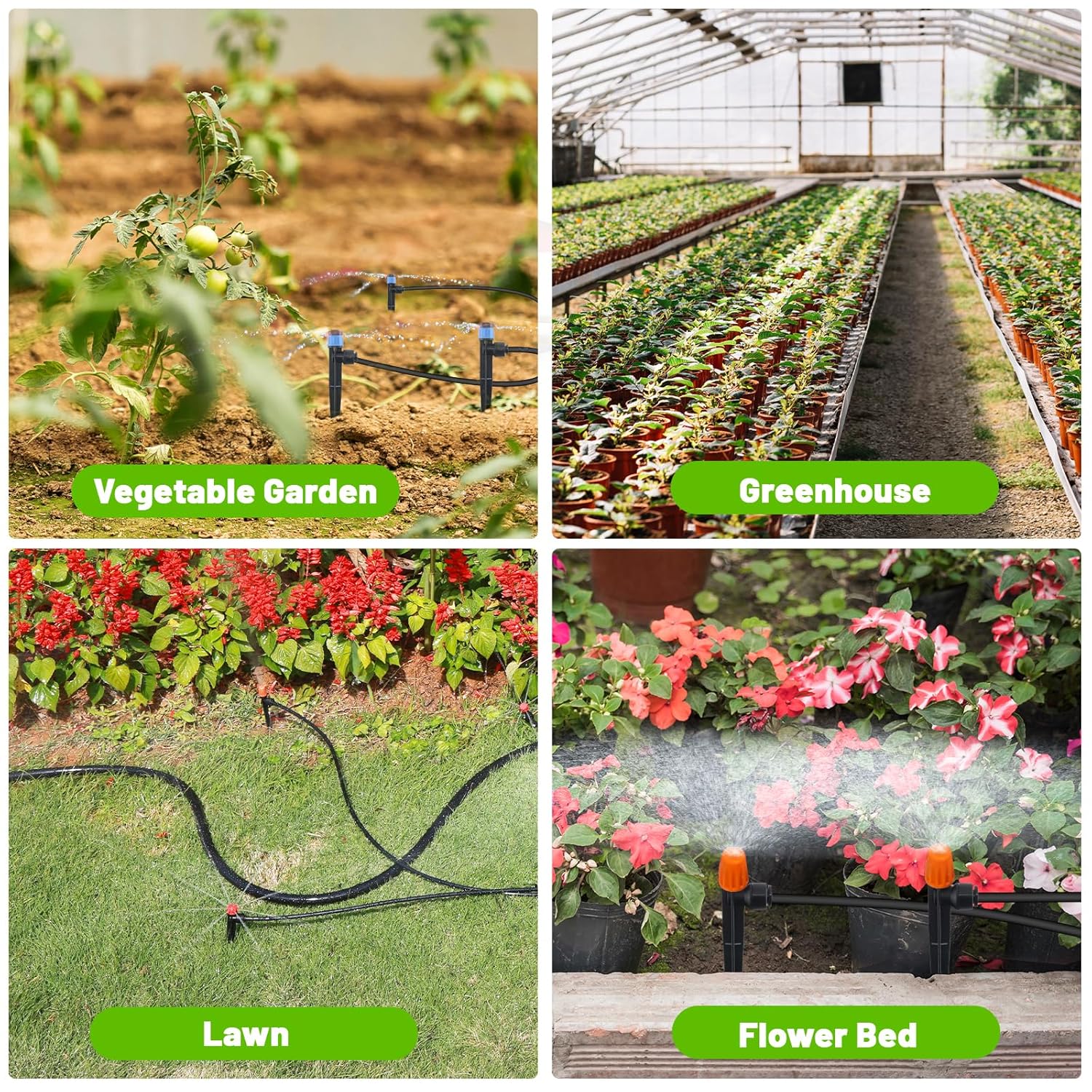 240FT Drip Irrigation System, 2025 Upgraded Quick Connector Irrigation System for Garden, Adjustable Nozzles, Garden Watering System with 1/4" & 1/2" Tubing, Sprinklers for Garden, Greenhouse, Lawn - Image 6