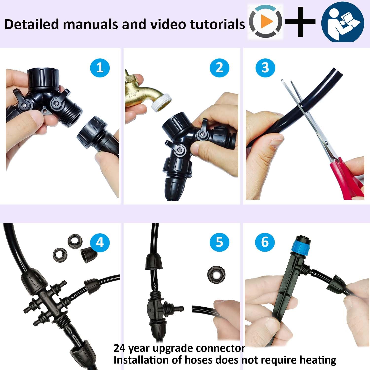 162ft Drip Irrigation Kit 5/16u201CID Main Hose and 1/4 Inch Pipe Drip Irrigation System with Water Timer Auto Watering System for Garden Adjustable Spray, for Greenhouse, Garden, Lawn, Potted Plants - Image 3