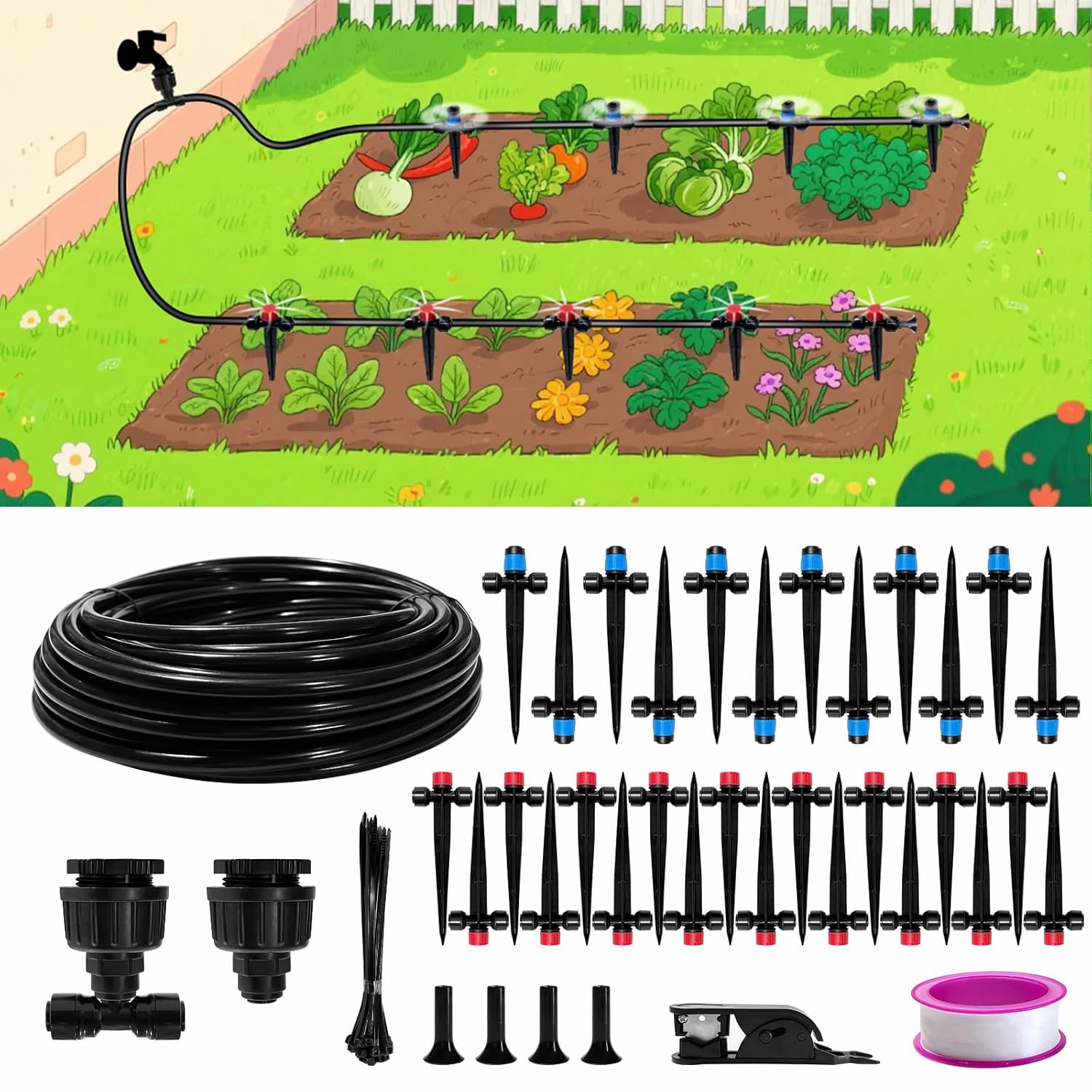 240FT Drip Irrigation System, 2025 Upgraded Quick Connector Irrigation System for Garden, Adjustable Nozzles, Garden Watering System with 1/4" & 1/2" Tubing, Sprinklers for Garden, Greenhouse, Lawn - Image 7