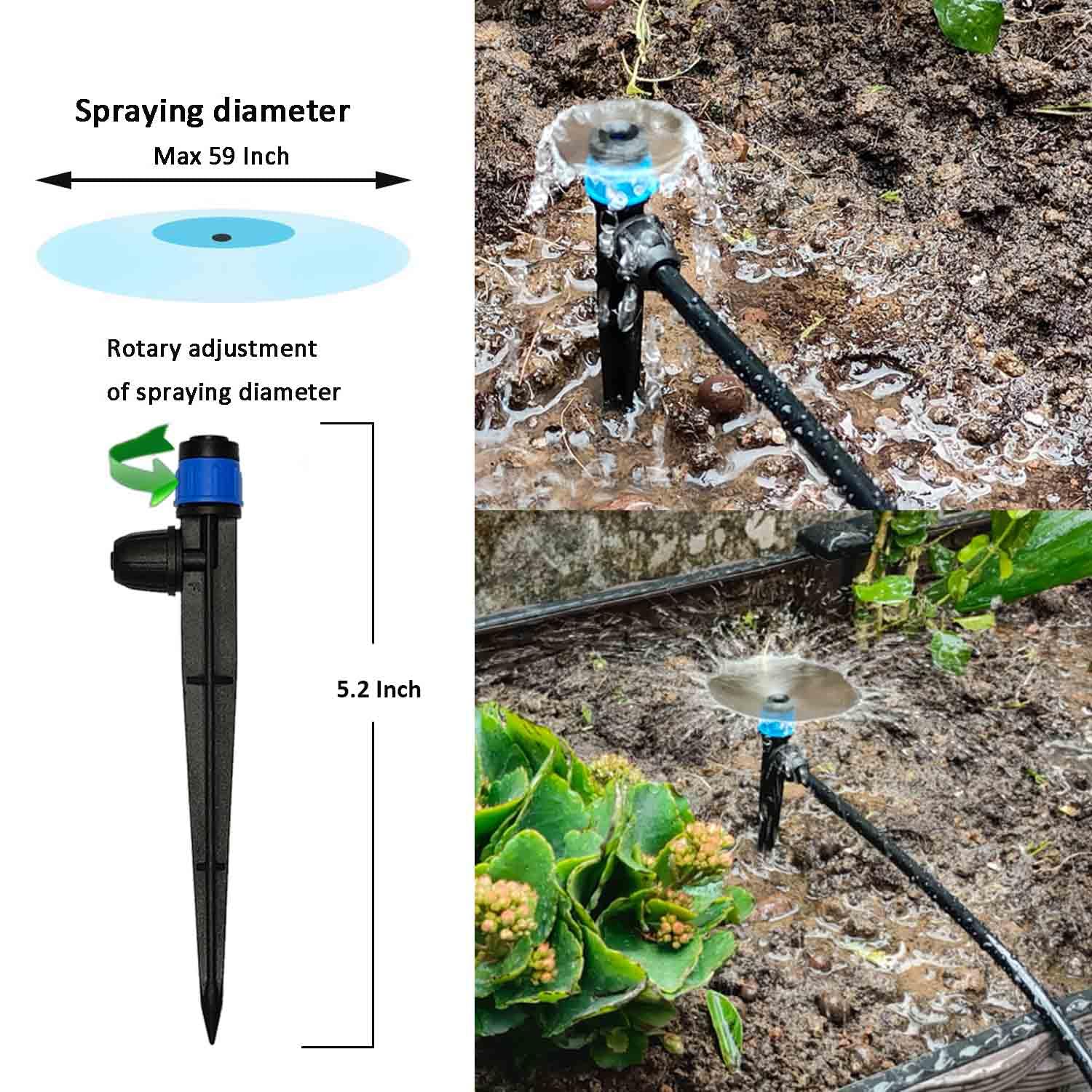 162ft Drip Irrigation Kit 5/16u201CID Main Hose and 1/4 Inch Pipe Drip Irrigation System with Water Timer Auto Watering System for Garden Adjustable Spray, for Greenhouse, Garden, Lawn, Potted Plants - Image 4