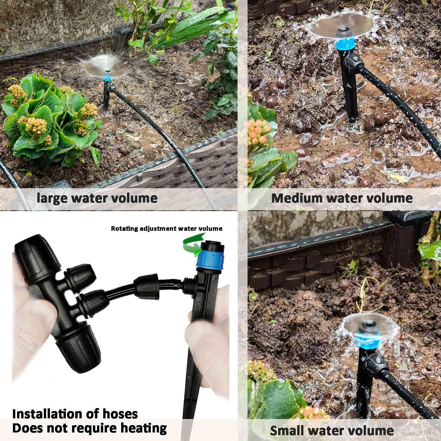 162ft Drip Irrigation Kit 5/16u201CID Main Hose and 1/4 Inch Pipe Drip Irrigation System with Water Timer Auto Watering System for Garden Adjustable Spray, for Greenhouse, Garden, Lawn, Potted Plants - Image 5