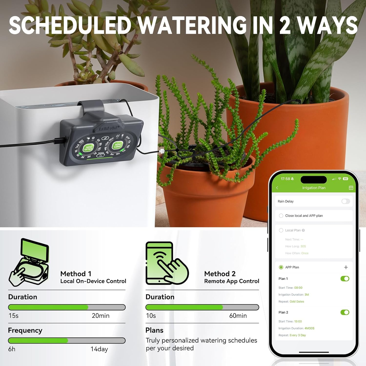 Alternative view of RAINPOINT Smart Drip Irrigation System for Houseplants,WiFi/App Control and Local Control, Dual Powered,Tap Free, Solar auto Watering for Indoor Balcony Grow Tent Water 10-15 Plants