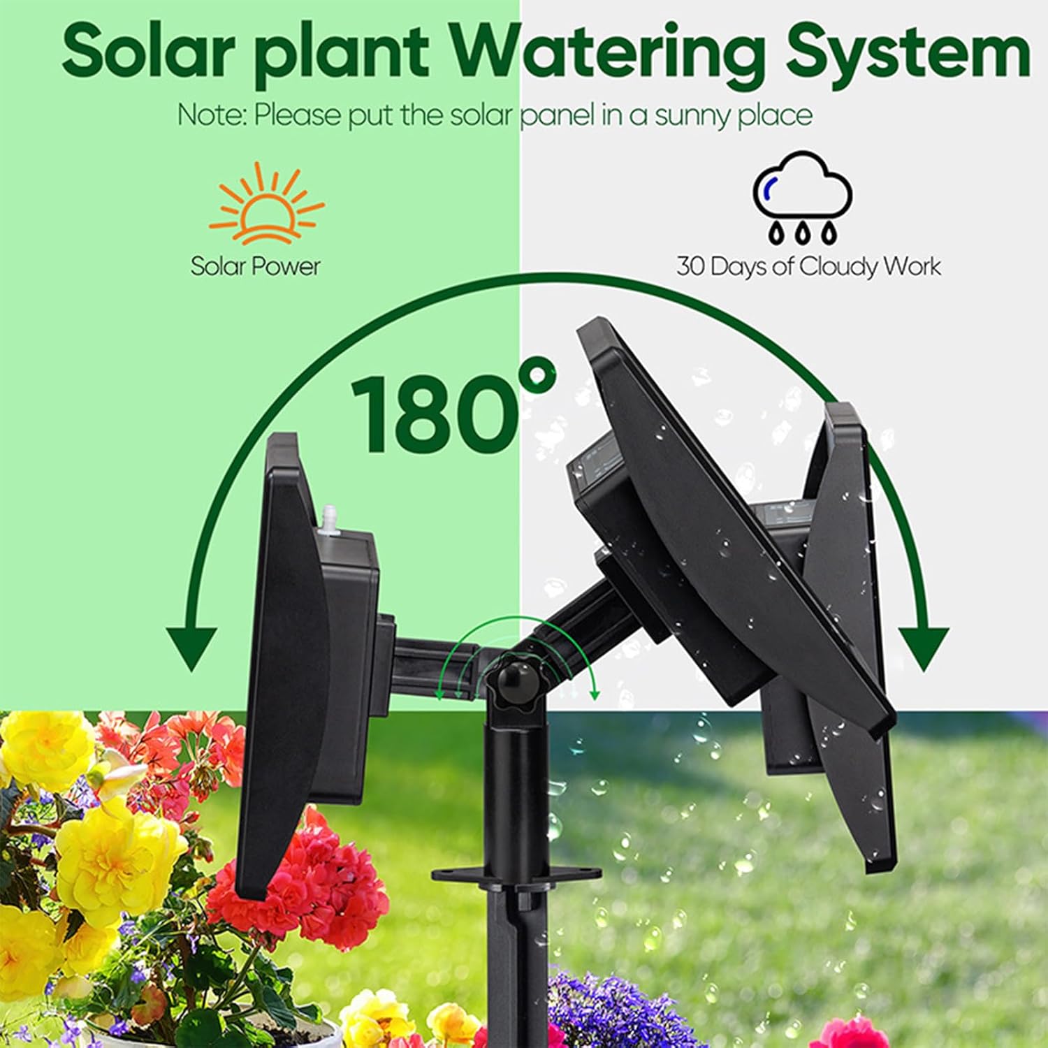 49FT Solar Drip Irrigation System - Auto Plant Watering Kit for 15 Pots with Anti-Siphoning Device - 750ml/min Flow Indoor Outdoor Garden Balcony & Patio Solar Powered Irrigation System