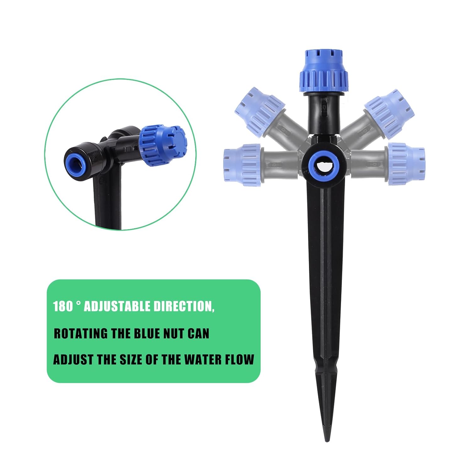 Drip Irrigation Emitters,with Adjustable 360 Degree Water Flow Drippers Emitters Push-to-Fit for 1/4 inch Tubing Garden Drippers Emitters for House Garden Watering System(12pcs- Drip) - Image 3