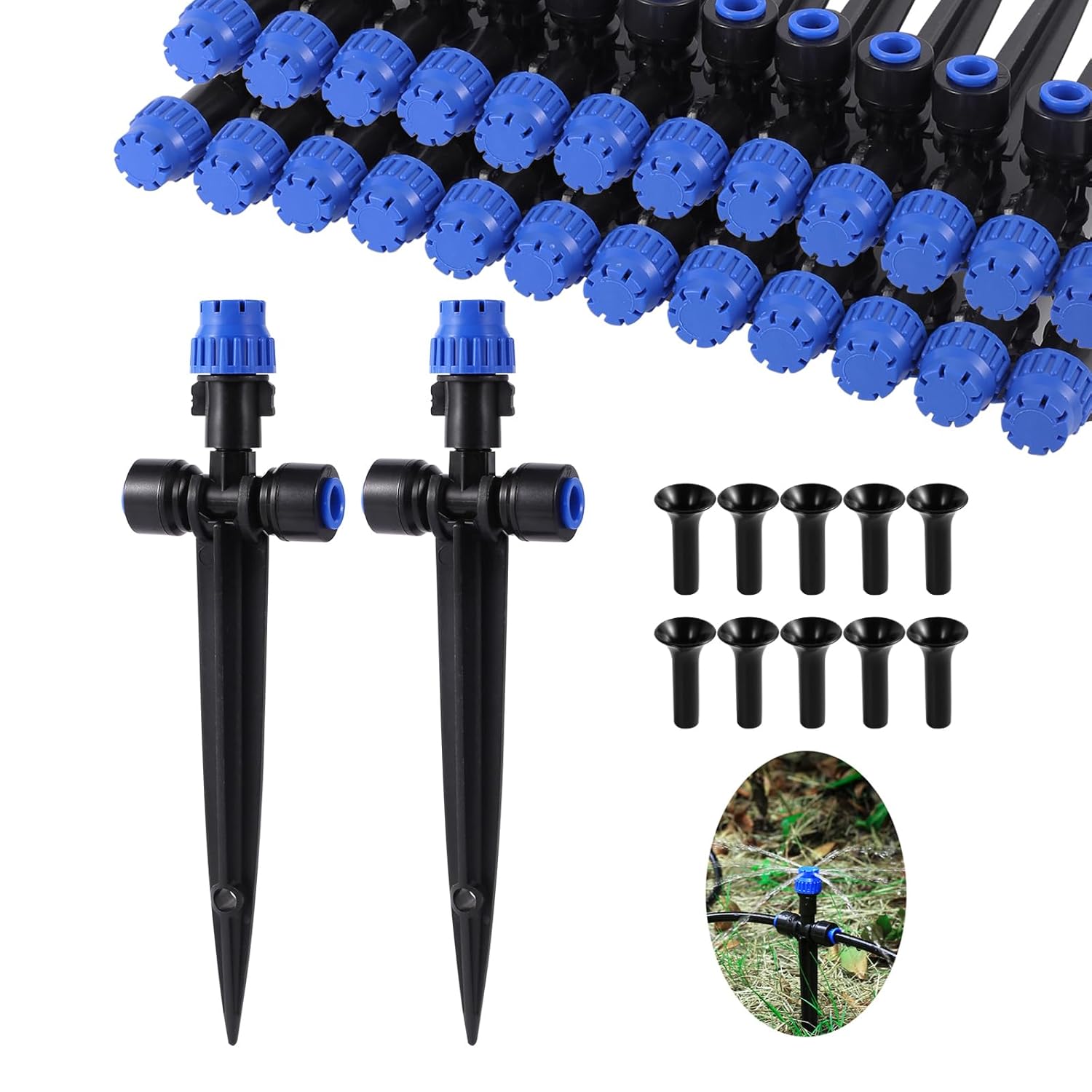 Drip Irrigation Emitters,with Adjustable 360 Degree Water Flow Drippers Emitters Push-to-Fit for 1/4 inch Tubing Garden Drippers Emitters for House Garden Watering System(12pcs- Drip) - Image 7