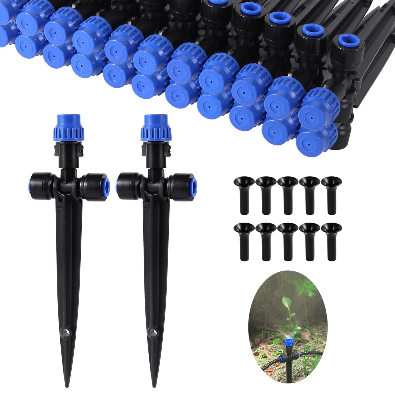 Drip Irrigation Emitters,with Adjustable 360 Degree Water Flow Drippers Emitters Push-to-Fit for 1/4 inch Tubing Garden Drippers Emitters for House Garden Watering System(12pcs- Drip) - Image 8