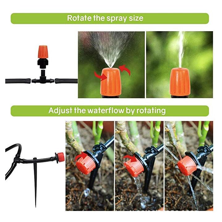 164FT Drip Irrigation Kit, Micro Drip Irrigation System for Garden with 1/4" Tubing DIY Saving Water Automatic Garden Watering System for Greenhouse, Flower Beds, Patio, Lawn, Plants Watering System