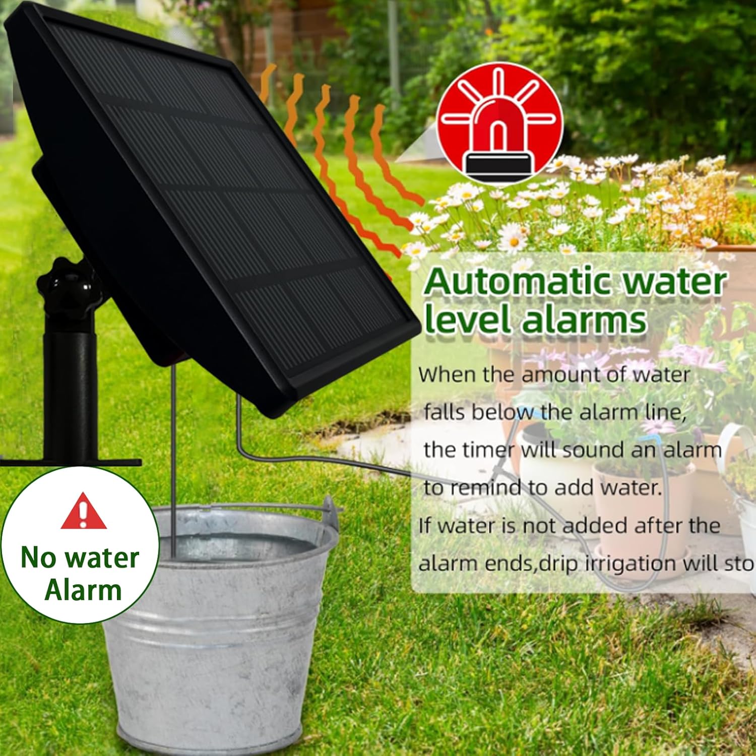 49FT Solar Drip Irrigation System - Auto Plant Watering Kit for 15 Pots with Anti-Siphoning Device - 750ml/min Flow Indoor Outdoor Garden Balcony & Patio Solar Powered Irrigation System - Image 7