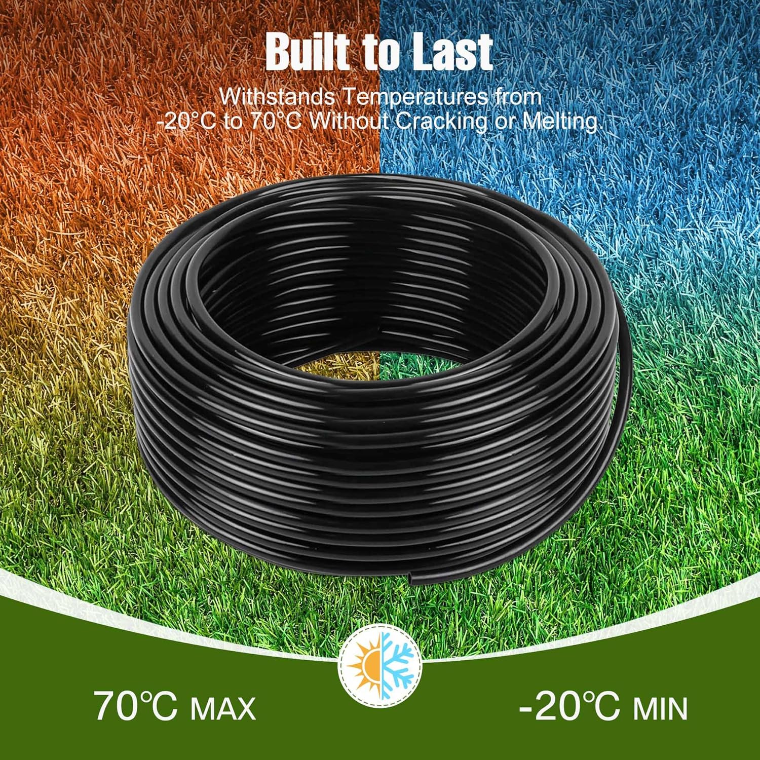 100FT 1/4 Inch Drip Irrigation Tubing with 10 Pack Push-to-Connect 1/4" Tee Connectors, Distribution Drip Line Hose & Universal Tee Fitting, for Drip Irrigation Parts or Drip System and Misting System - Image 3