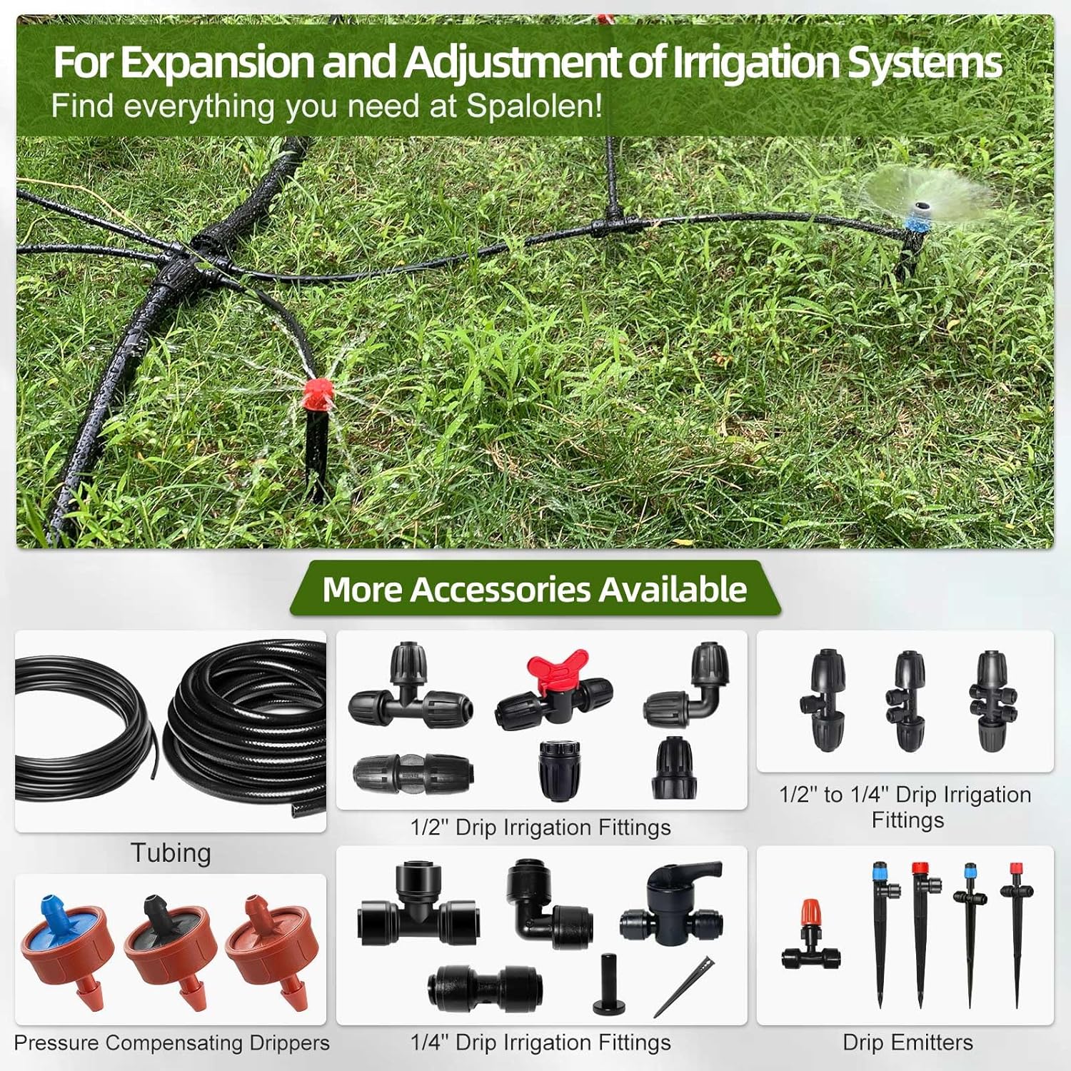 100FT 1/4 Inch Drip Irrigation Tubing with 10 Pack Push-to-Connect 1/4" Tee Connectors, Distribution Drip Line Hose & Universal Tee Fitting, for Drip Irrigation Parts or Drip System and Misting System - Image 5