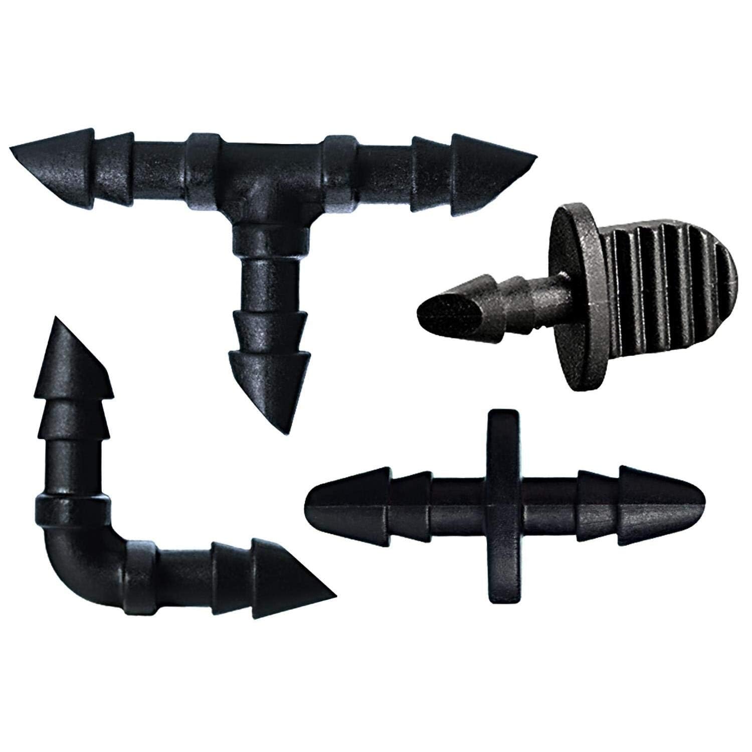 Orbit 67431 1/4" Barb 30-Piece Drip Irrigation, Drip Fitting Assortment, 10 Couplings, 10 Plugs, 5 Tees, and 5 Elbows