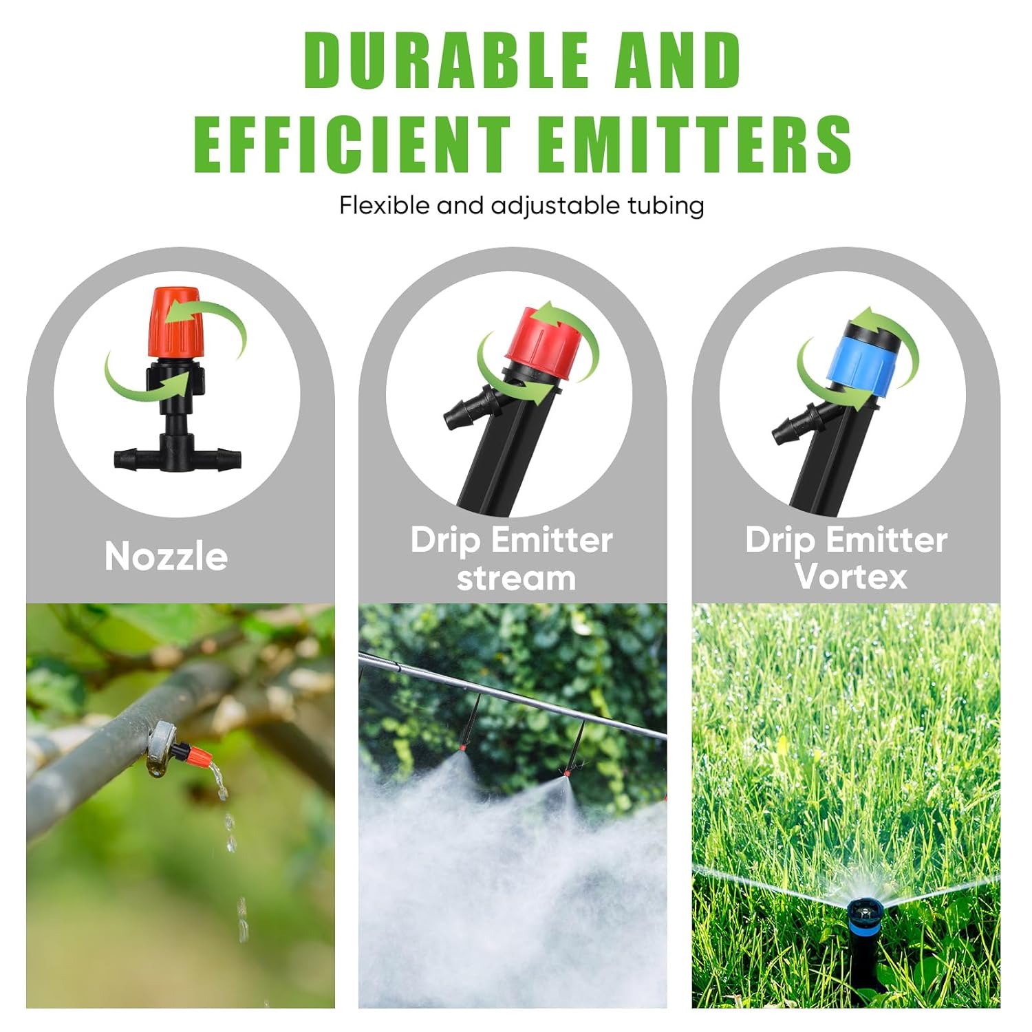 Alternative view of Frienda 590 ft Drip Irrigation System Kit Misting Plant Watering System with 1/4 inch 0.12 inch Irrigation Tubing Hose Adjustable Nozzle Emitters Barbed Fittings for Garden Yard Lawn