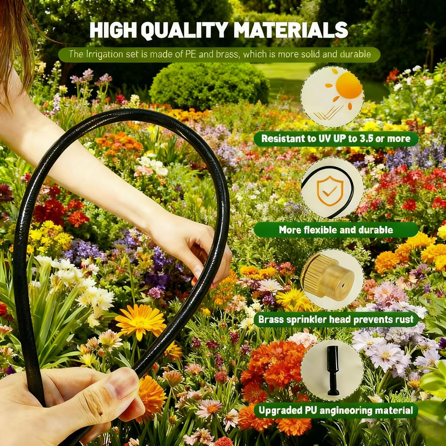 NACNO Drip Irrigation System 20ft, 1/4" Garden Watering Kit with 360° Adjustable Emitters & Misting Nozzles, DIY Automatic Distribution Tubing for Raised Bed, Patio, Greenhouse