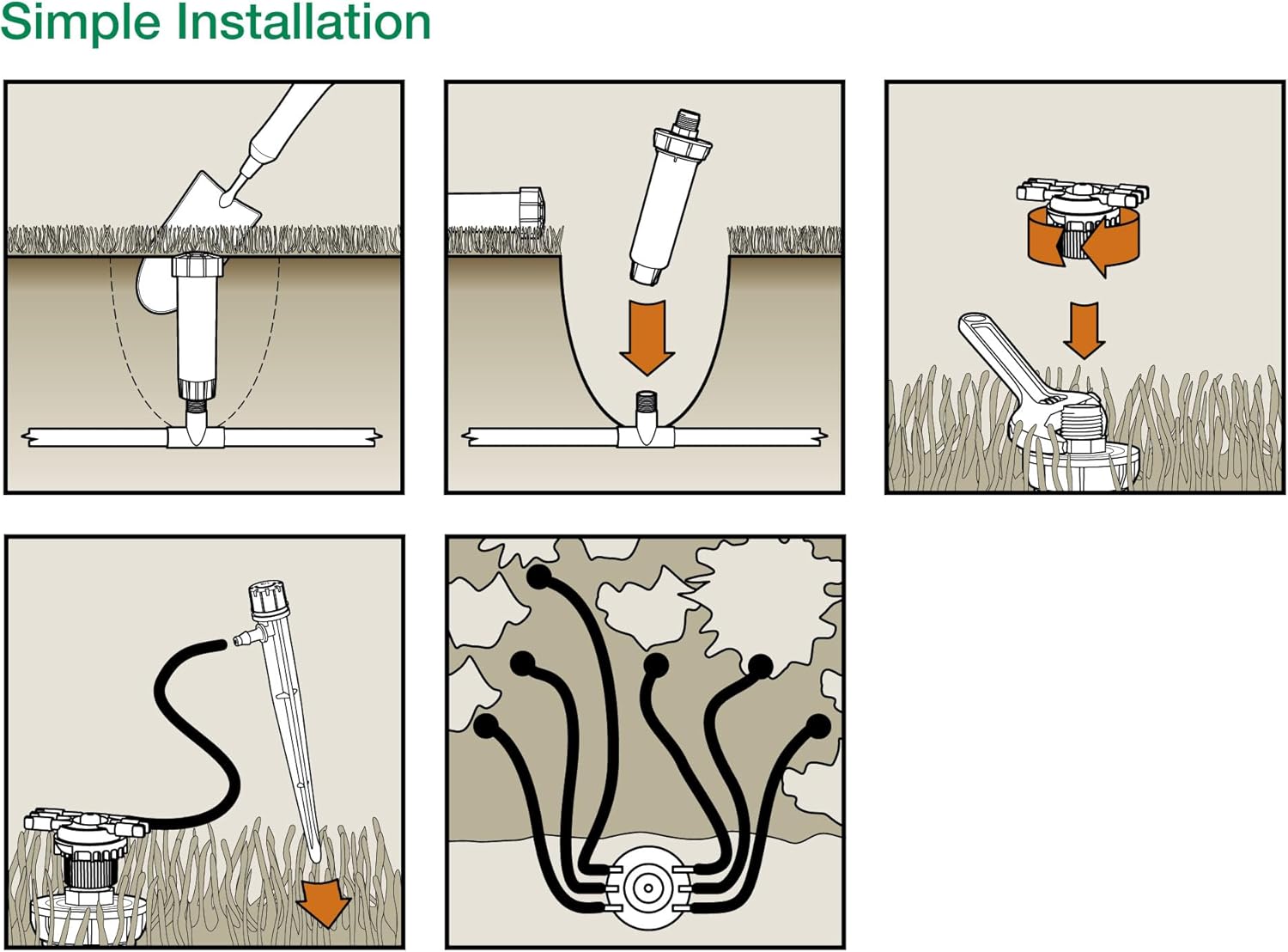 Rain Bird CNV182MBS Drip Irrigation Sprinkler Conversion Kit, 1800 Pop-Up to 6 Drip Micro Bubblers with 1/4" Tubing - Image 5