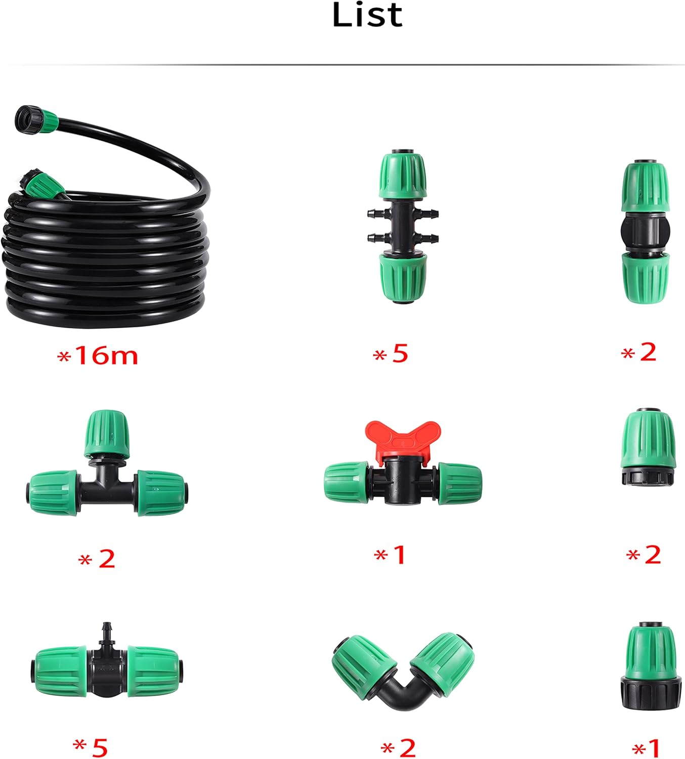 52 FT 1/2u201DPVC Garden Irrigation Tubing Hose（OD:16mm,ID:12mm),1/2 inch Drip Irrigation Tubing Main Line Hose Tube with Drip Irrigation Fitting Connector for Garden Watering Drip Irrigation System