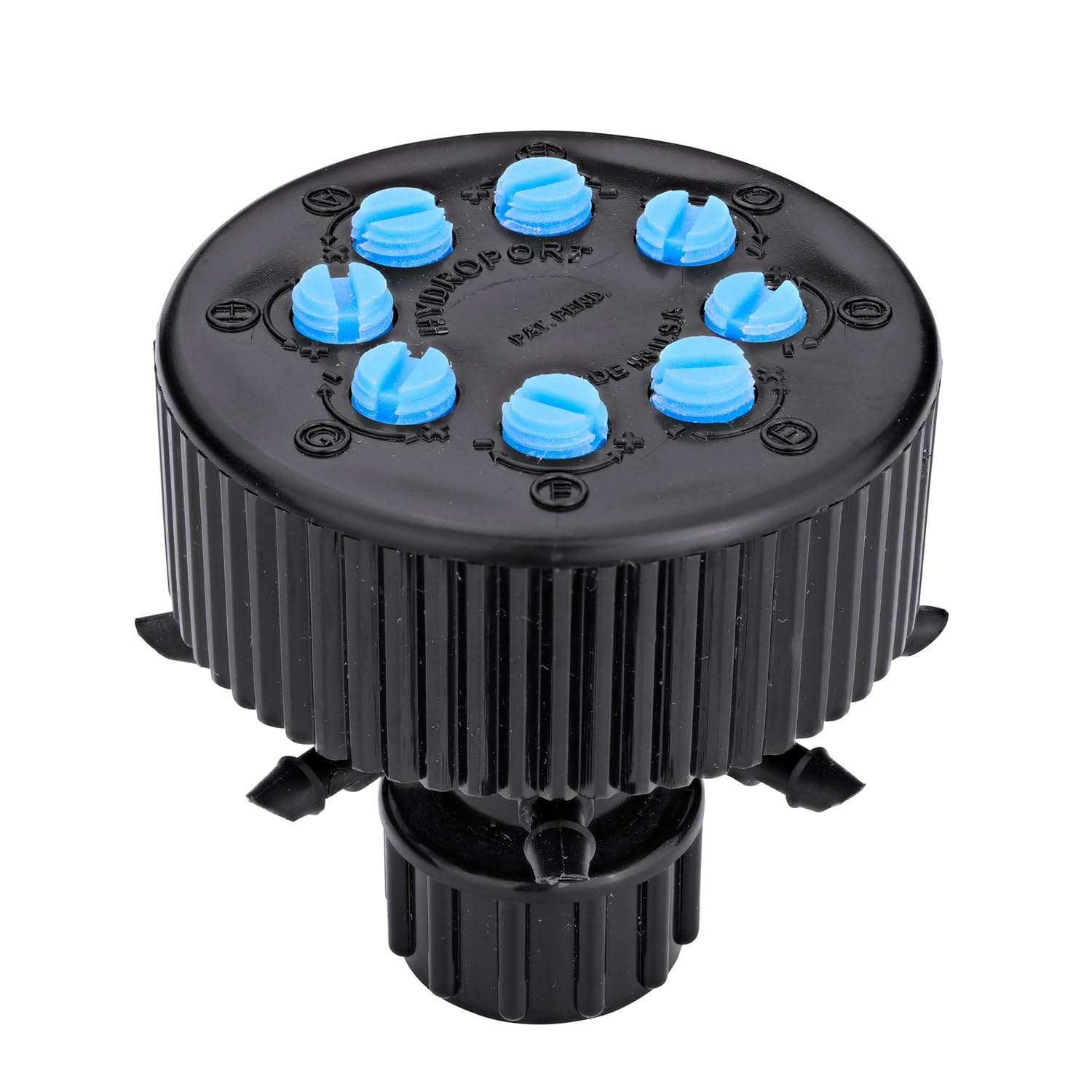 Alternative view of Raindrip 13800UB, Hydro-Port Adjustable Eight-Outlet Bubbler, Drip Irrigation Emitters for Drip Irrigation Gardening Systems, up to 30 GPH Per Outlet, 1/2-Inch FPT Inlet, Black/Blue