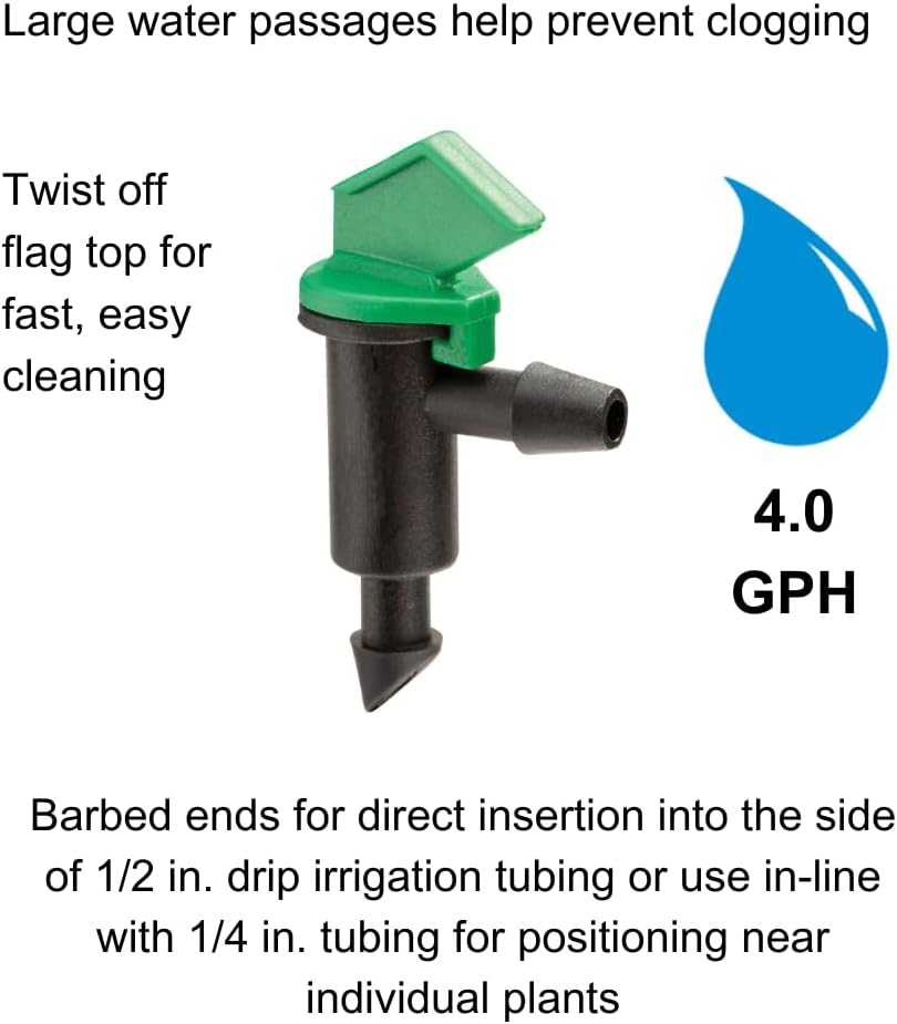 Rain Bird FE40-25S Drip Irrigation 4 Gallon Per Hour Flag Dripper/Emitter, 25-Pack