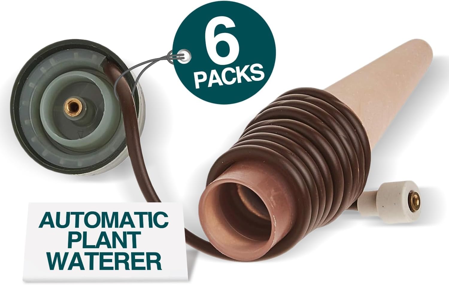 Blumat Classic Self-Watering Stakes - Automatic Drip Irrigation System for Indoor Plant Watering & Outdoor - Water Drip Solution for Potted Plants - Slow Release Stakes, 6 Pack, w Adapter