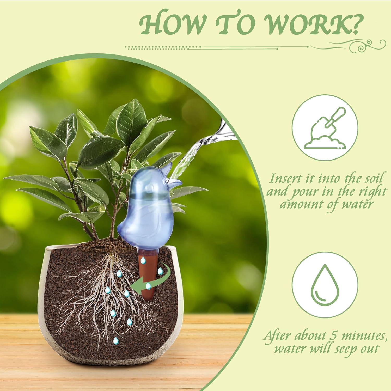 Alternative view of 4 Pack Self Watering Spikes, Indoor Plant Watering Globes, Bird Shape Automatic Irrigation Spikes,Plant Watering Devices (Red&Blue)