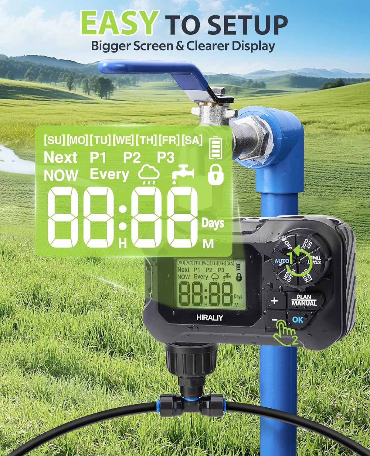 HIRALIY 59FT Greenhouse Misting Drip Irrigation Kit with Garden Timer, Hanging Plant Watering System, with Tubing, Misting Nozzles, and Water Timer, Quick Connector Design Automatic Irrigation System