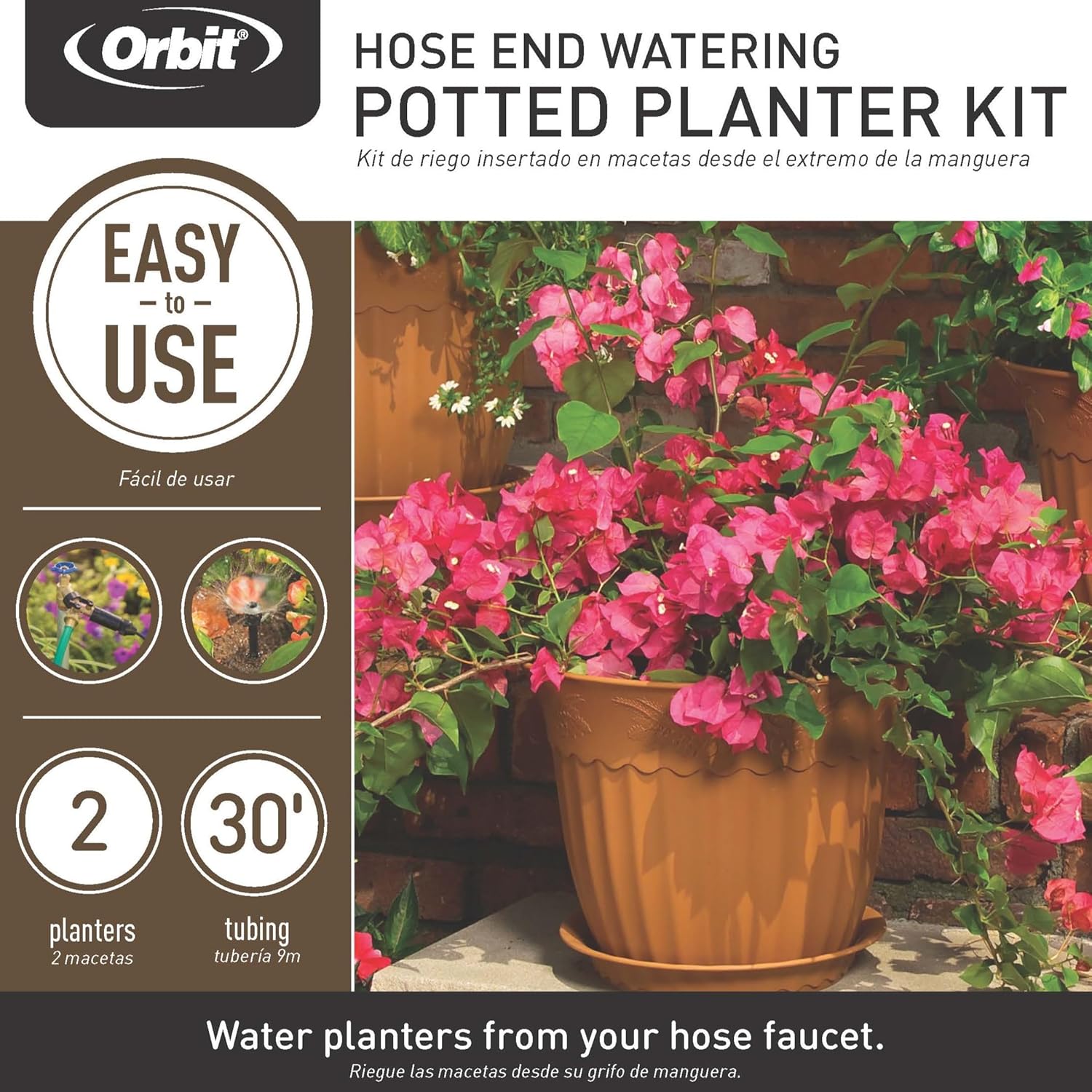 Orbit 56309 Planter Drip Irrigation Kit - 30ft Complete Watering System with Adjustable Micro-Bubblers for Container Gardens