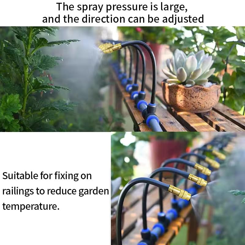 360° Adjustable Drip Irrigation System Garden Watering Atomizing System with 10 Nozzles, 32.8FT Automatic Drip Sprinkler System for Greenhouse, Yard, Lawn, Plants, Garden, Raised Bed, 5/16 inch Hose