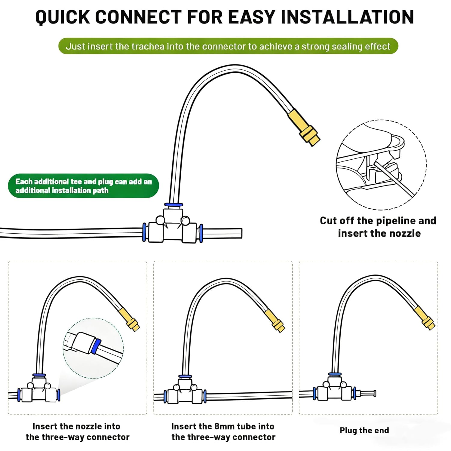 NACNO Drip Irrigation System 30ft, 1/4" Garden Watering Kit with 360° Adjustable Emitters & Misting Nozzles, DIY Automatic Distribution Tubing for Raised Bed, Patio, Greenhouse - Image 5