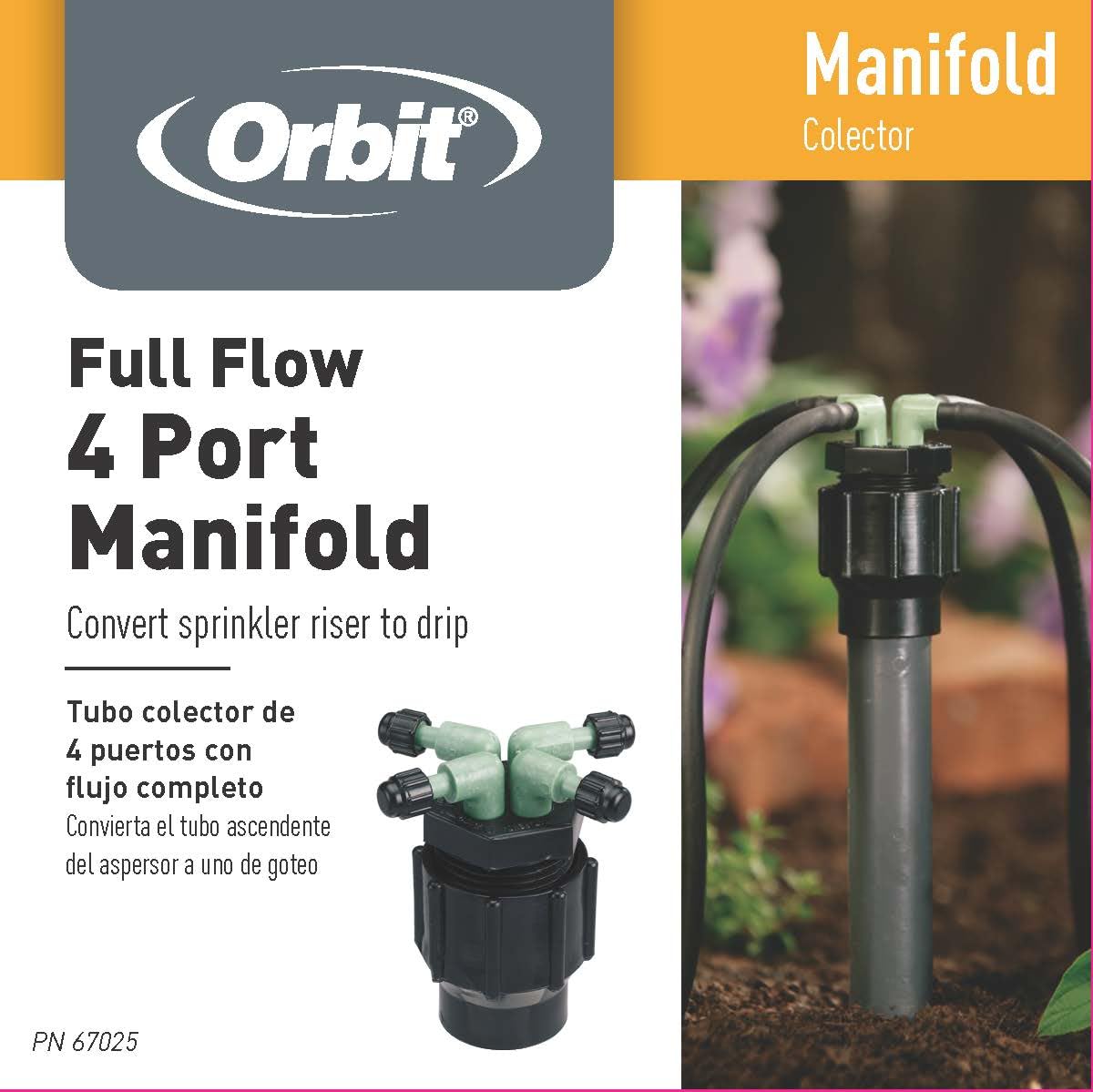Orbit 6-Pack Drip Irrigation System 4-Port Watering Manifold, 1/4 Inch Dripper Tube, 61004D - Image 6